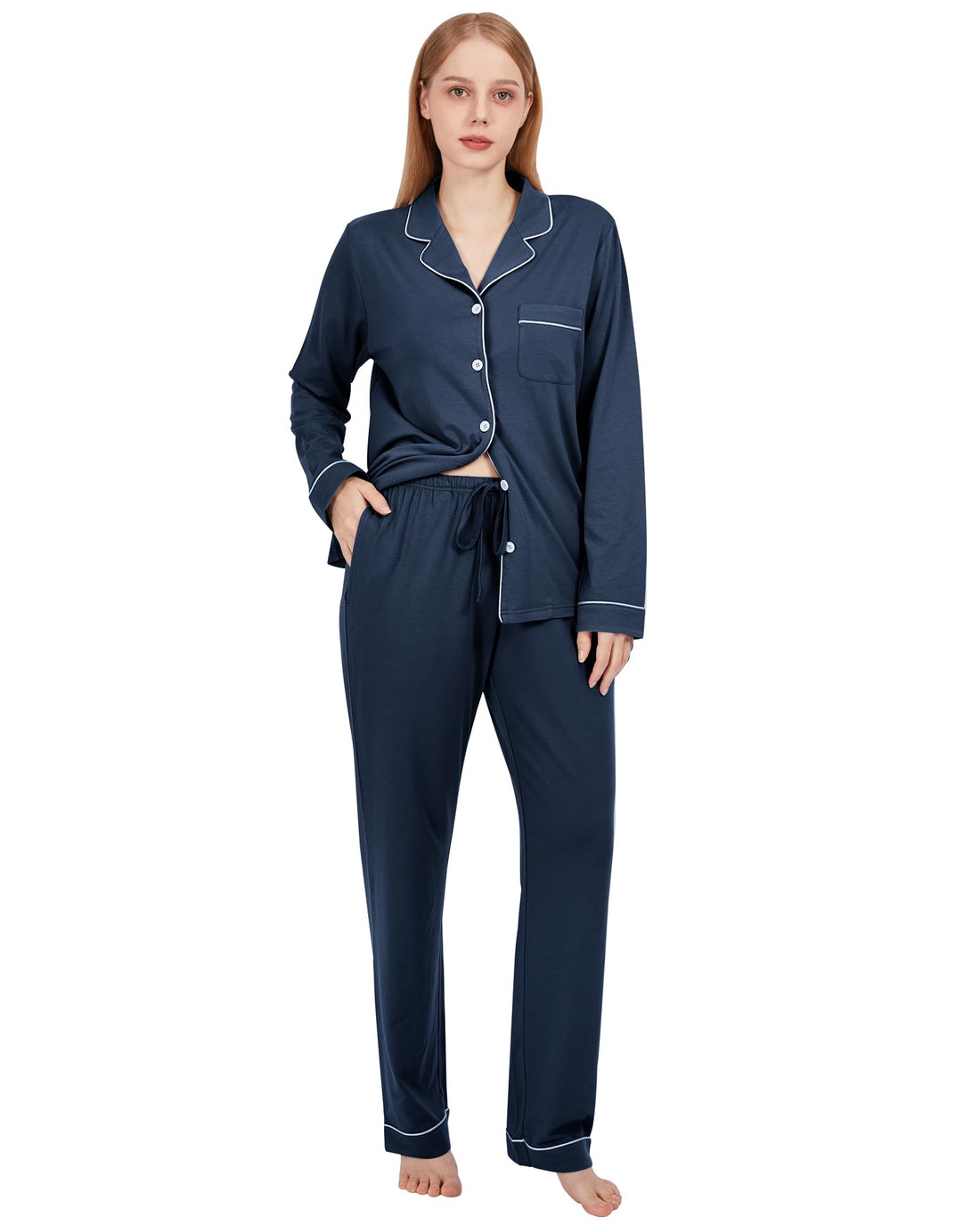 BAMBOO COOL Pajamas Set for Women Comfy Lounge Set Button Down Sleepwear Long Sleeve Pj Set
