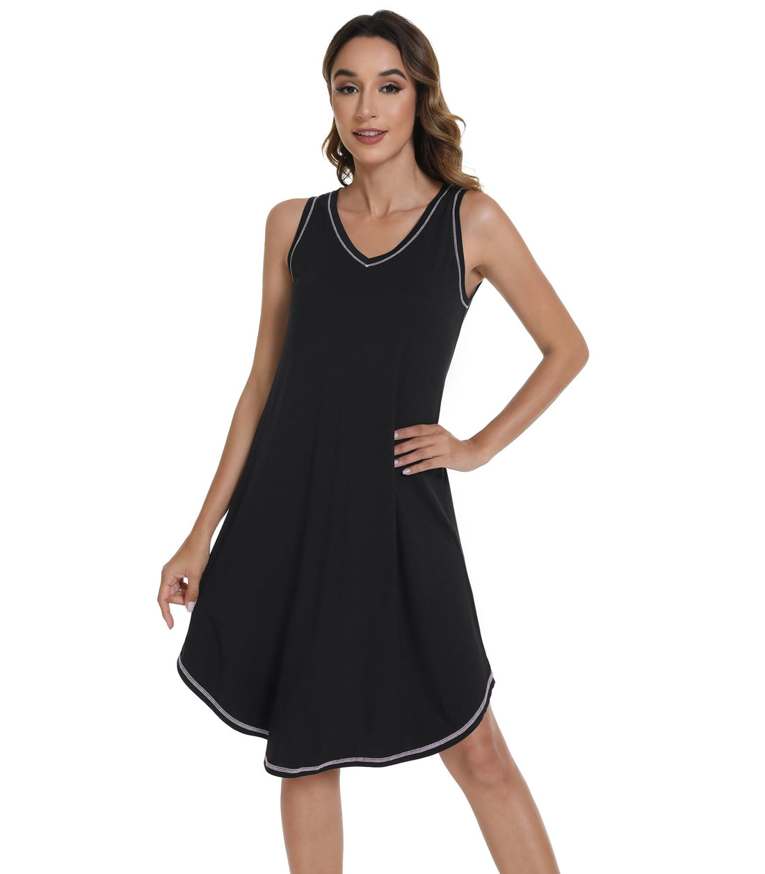 WiWi Tank Nightgown for Women Soft Comfy Sleeveless Sleep Gowns Viscose from Bamboo Cooling Sleepwear S-XXL WEBE CLOTHING
