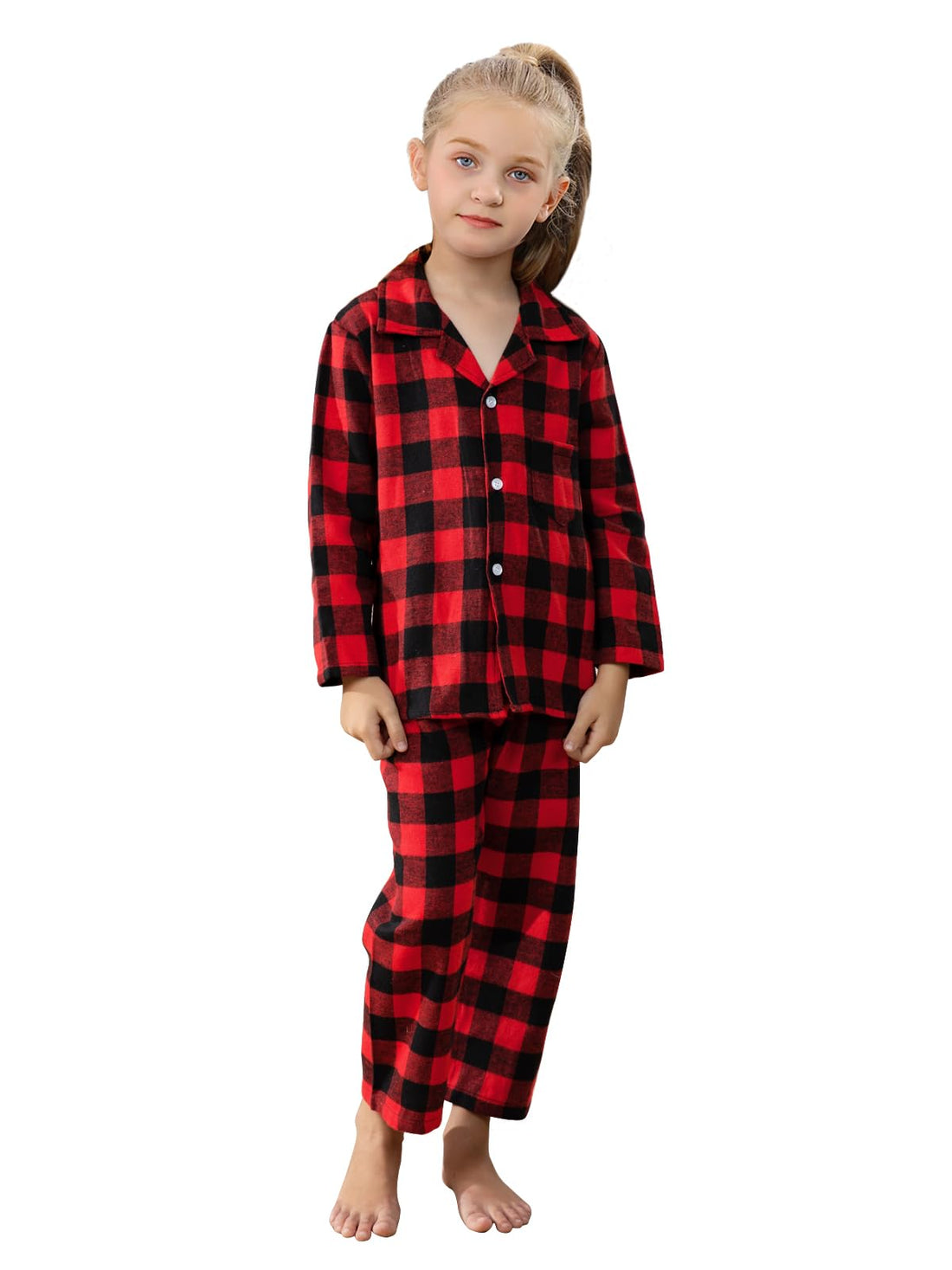 QZH.DUAO Family Christmas Pjs Matching Sets Plaid Pajamas Long Sleeve Holiday Sleepwear Set Loungewear Set