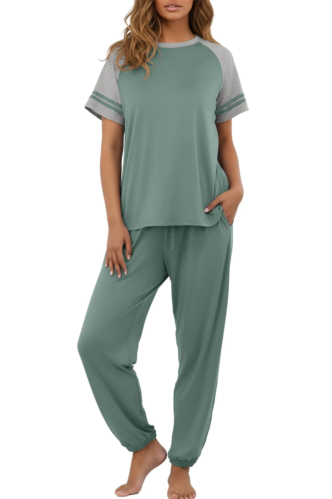 PrinStory Womens Pajama Sets Short Sleeve Pjs 2 Piece Lounge Set Soft Pj Sets Lightweight Sleepwear Loungewear with Pockets WEBE CLOTHING