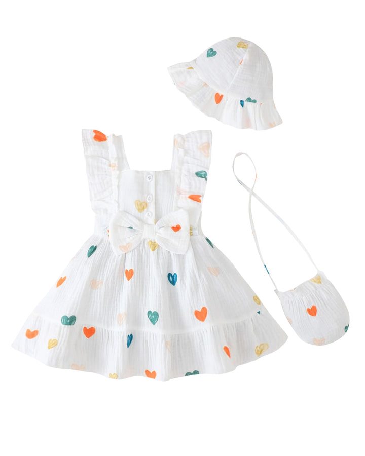Renotemy Newborn Infant Baby Girl Dresses Summer Outfits Boho Casual Sundress Gifts Toddler Clothes for Girl with Hat and Bag WEBE CLOTHING