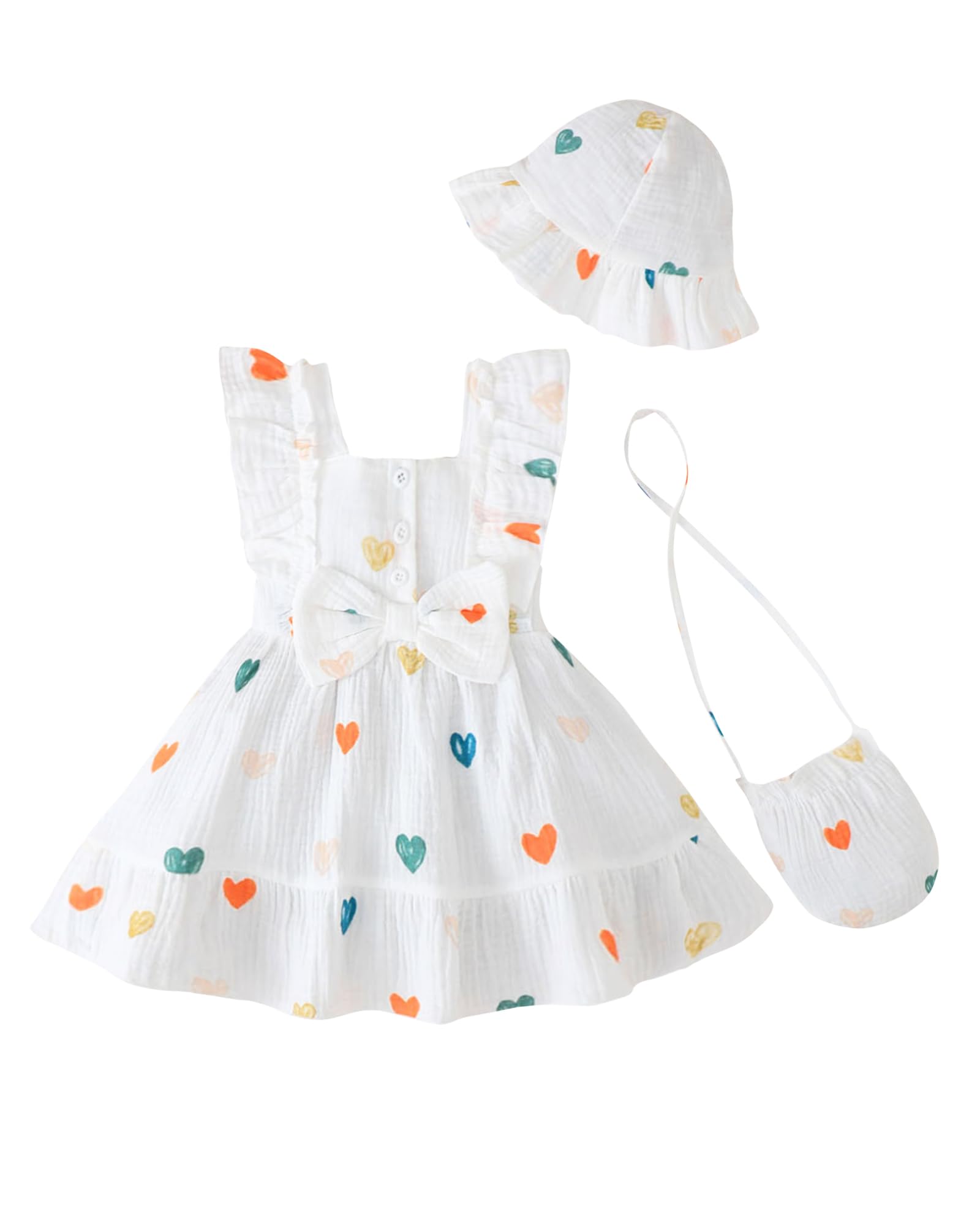 Renotemy Newborn Infant Baby Girl Dresses Summer Outfits Boho Casual Sundress Gifts Toddler Clothes for Girl with Hat and Bag WEBE CLOTHING