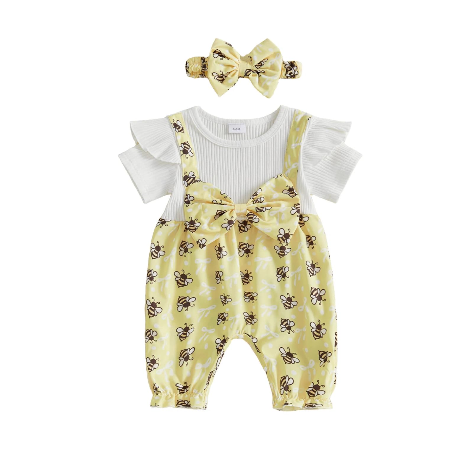 YINGISFITM Newborn Baby Girl Summer Clothes Short Sleeve Bubble Romper Bow Shorts Jumpsuit Infant Outfit 0 3 6 9 12 18 Months WEBE CLOTHING