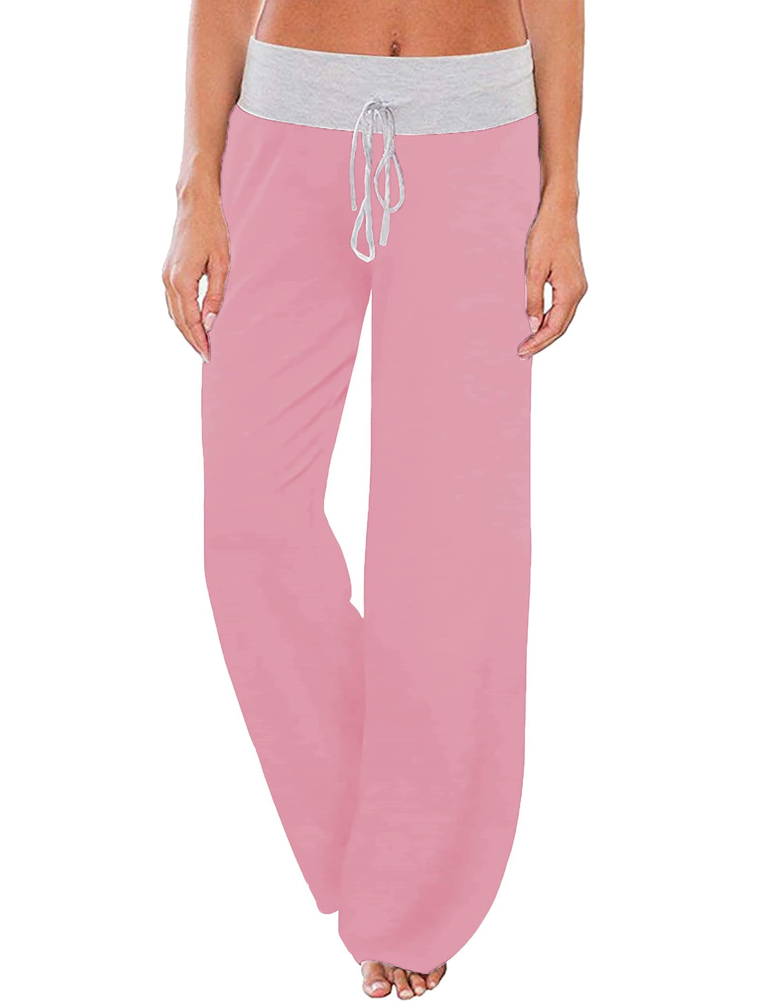 iChunhua Women's Comfy Stretch Floral Print Drawstring Palazzo Wide Leg Lounge Pant