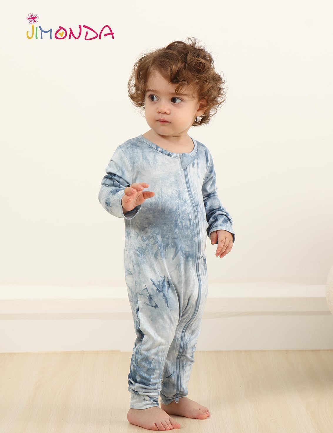 Jimonda Baby Girls Boys Footless Pajamas,Rayon From Bamboo Pjs 2 Way Zipper Long Sleeve Soft Sleeper,Infant Tie-dye Romper
