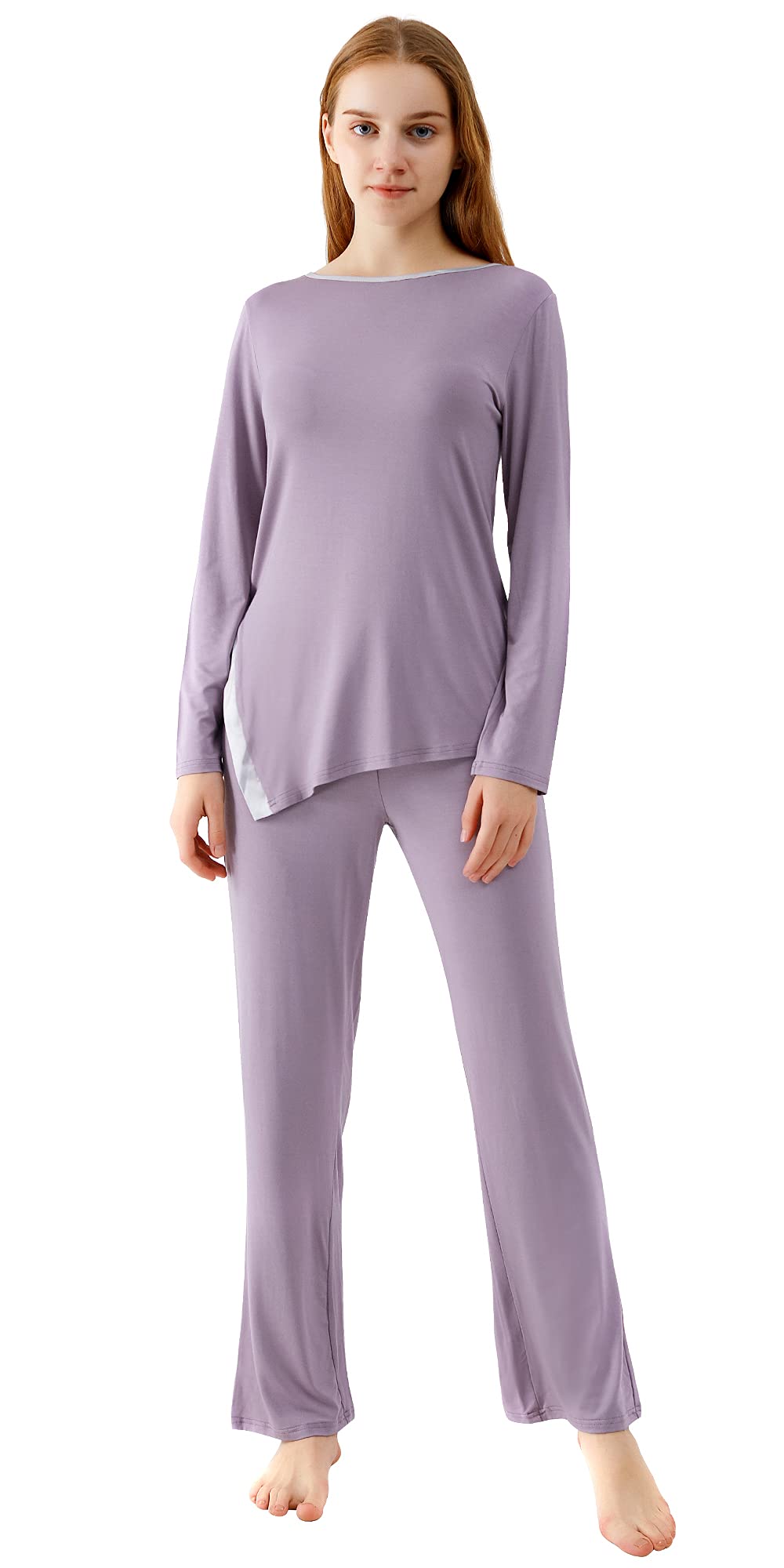 WiWi Pajamas Set for Women Super Soft Long Sleeve Pj Cooling Sleepwear Lounge Sets Loungewear Viscose from Bamboo S-XXL