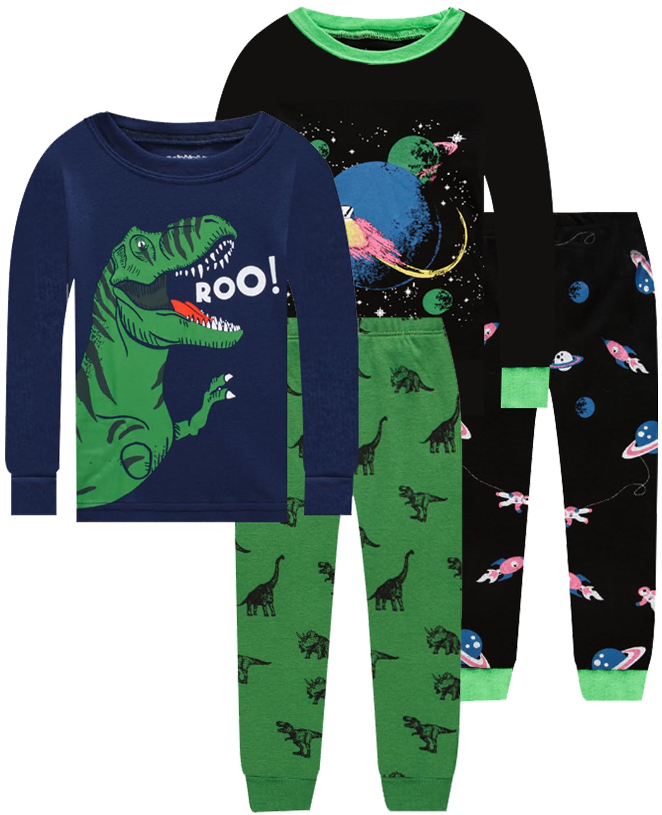 Dolphin&Fish Boys Pajamas 4Piece Toddler Kids Pjs Sets Cotton Toddler Clothes Sleepwears