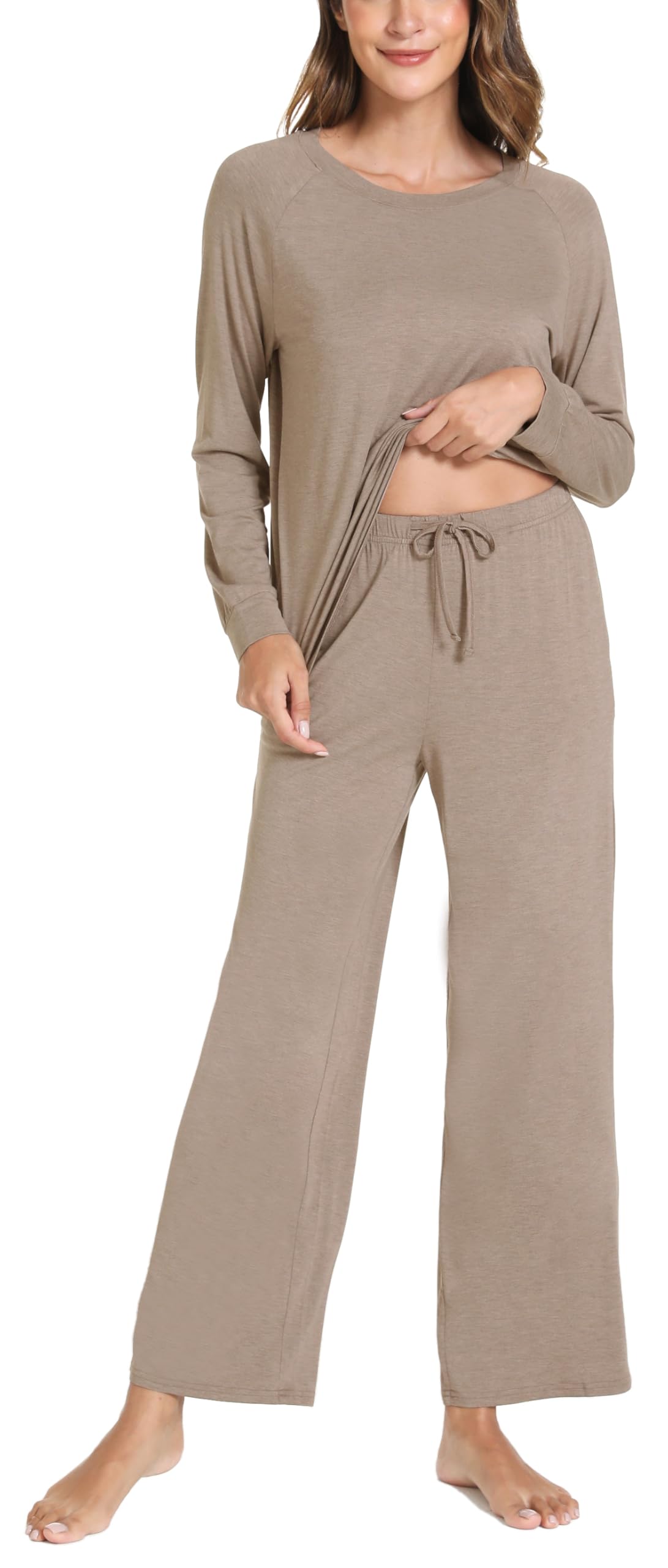 GYS Women's Pajama Sets Long Sleeve Sleepwear Comfy 2 Piece Ladies Pj Sleep Set, Viscose Made from Bamboo