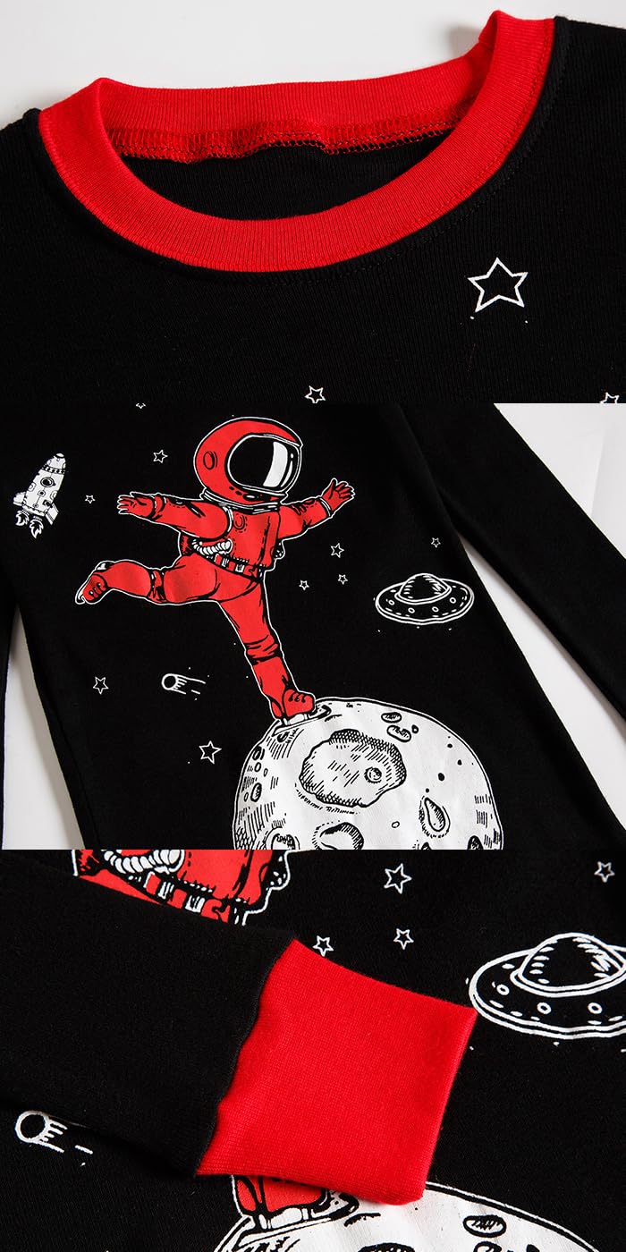 Little bety Cotton 4 Piece Pajamas Boys Long Sleeve Sets Toddler Boys Pjs Kids Sleepwear Sets