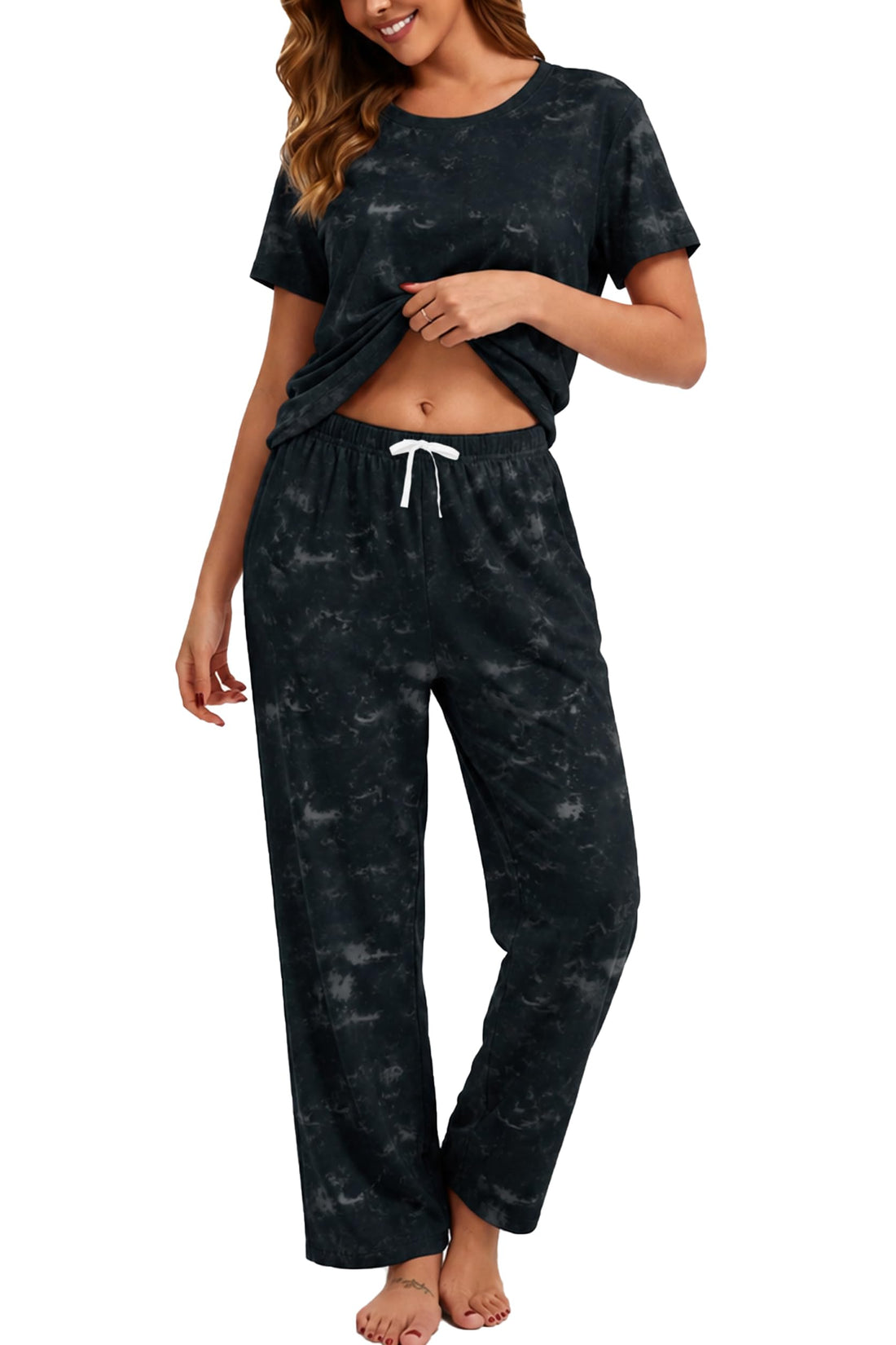 2 Piece Pjs Set For Womens Pajamas Lounge Set Long Sleeve Joggers Pants Sleepwear with Pockets WEBE CLOTHING