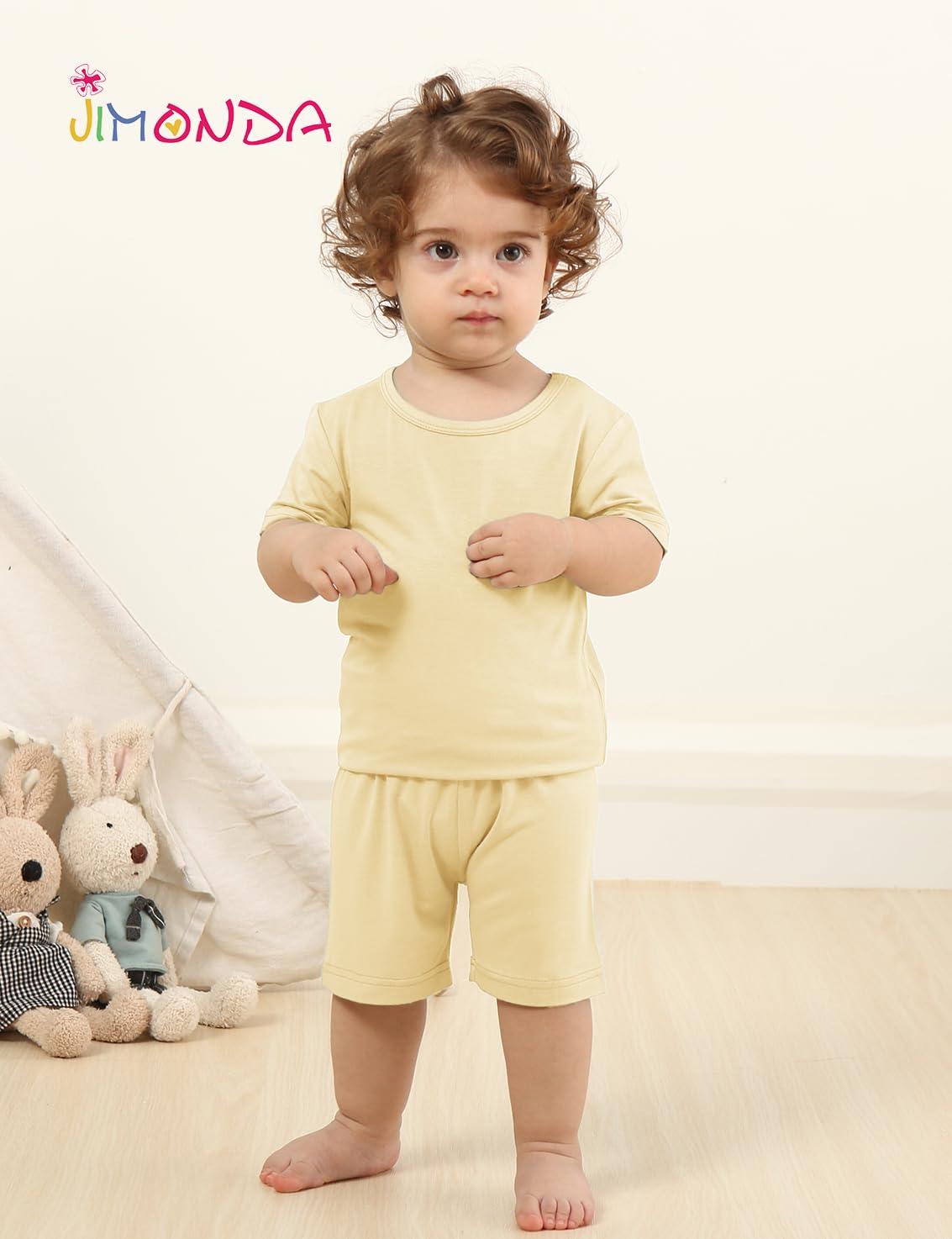 Jimonda Baby Boys Girls Pajama Sets Kid Soft Sleepwear Rayon From Bamboo Sleepwear Short Sleeve 4-Piece Cool Jammies 18M-12Y
