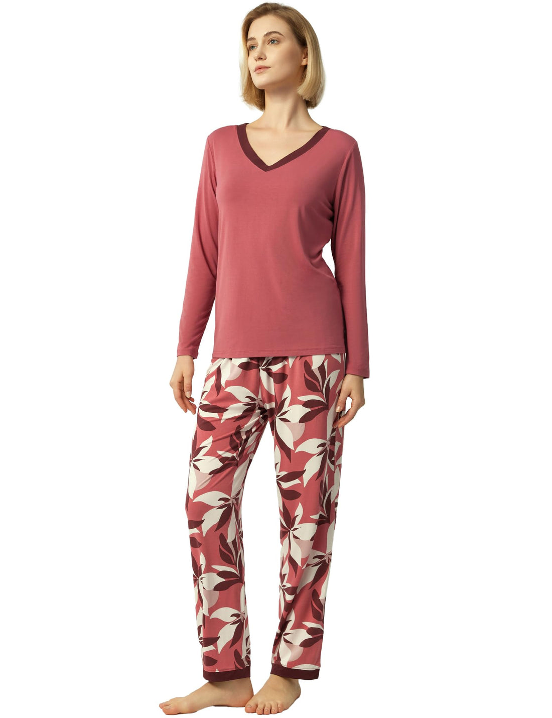 GYS Viscose from Bamboo Women's Pajama Sets Super Soft Long Sleeve Sleepwear Comfy Winter Pjs Sets S-4X