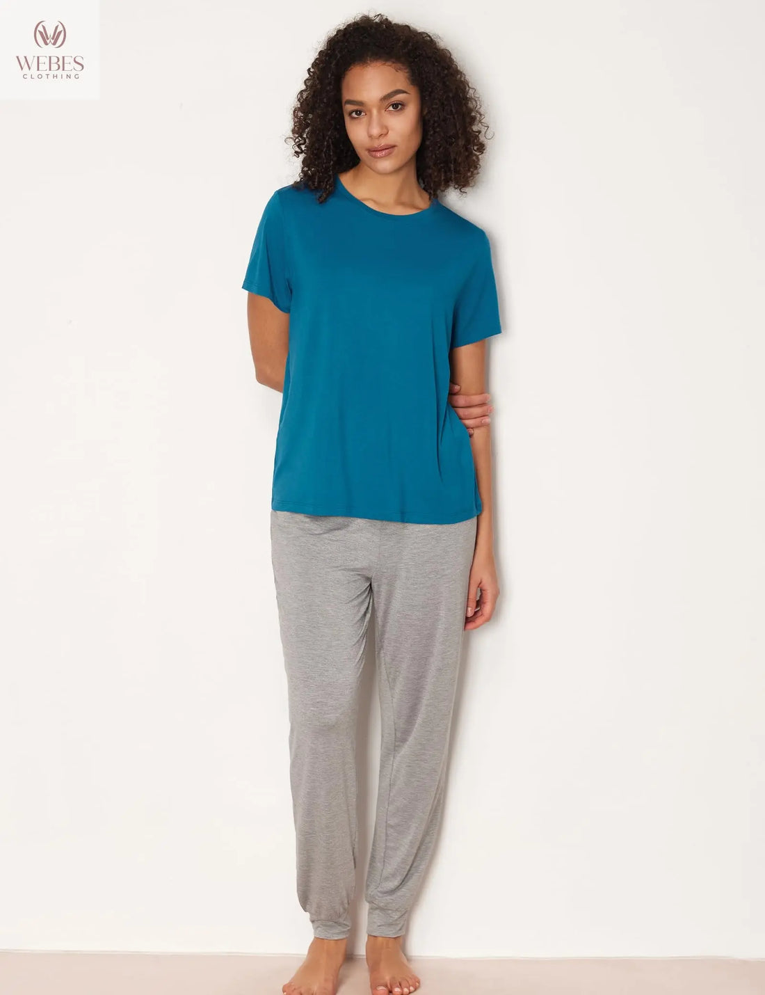 GYS Women's Pajama Tops Bamboo-derived Viscose Soft Comfy Short Sleeve Basic Lounge Tops