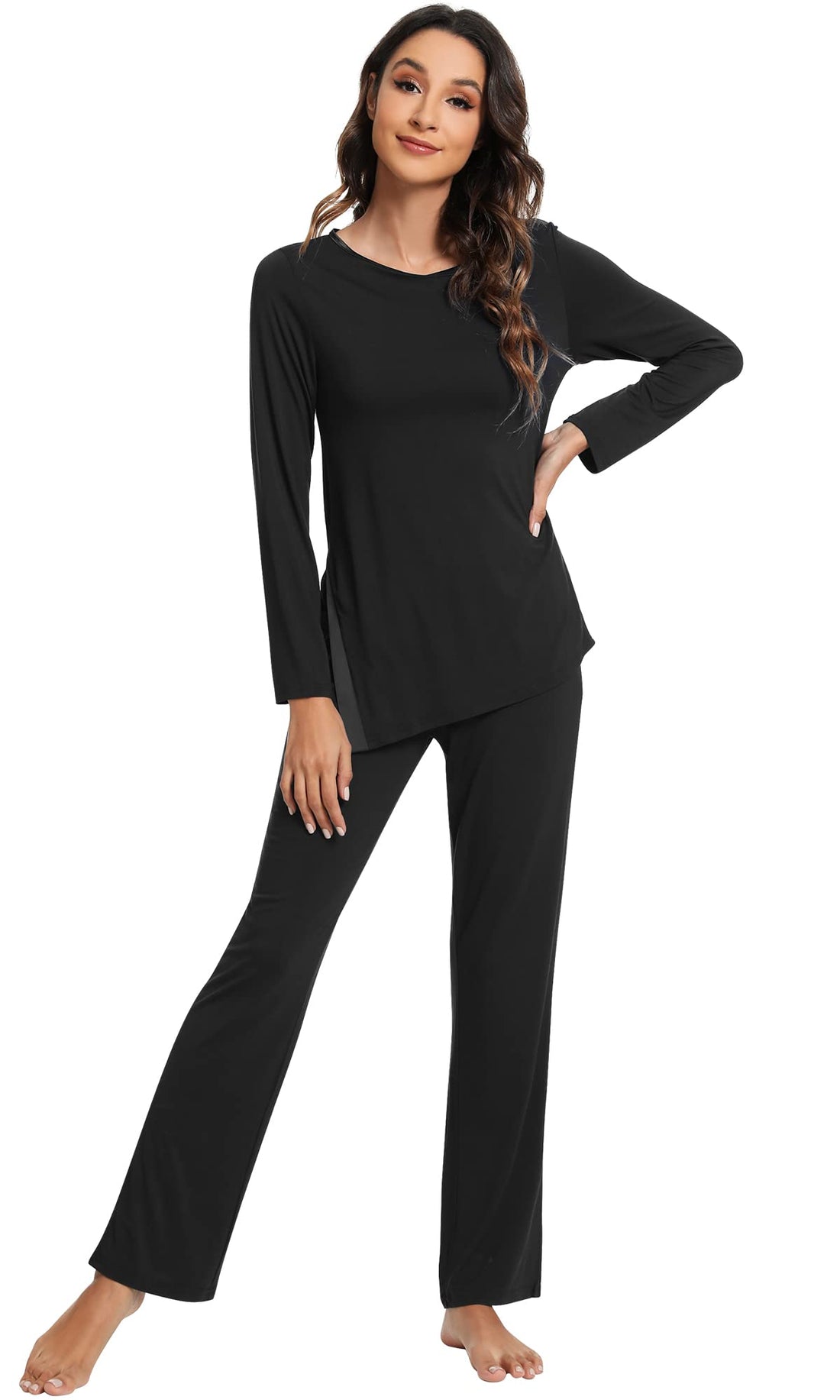 WiWi Pajamas Set for Women Super Soft Long Sleeve Pj Cooling Sleepwear Lounge Sets Loungewear Viscose from Bamboo S-XXL