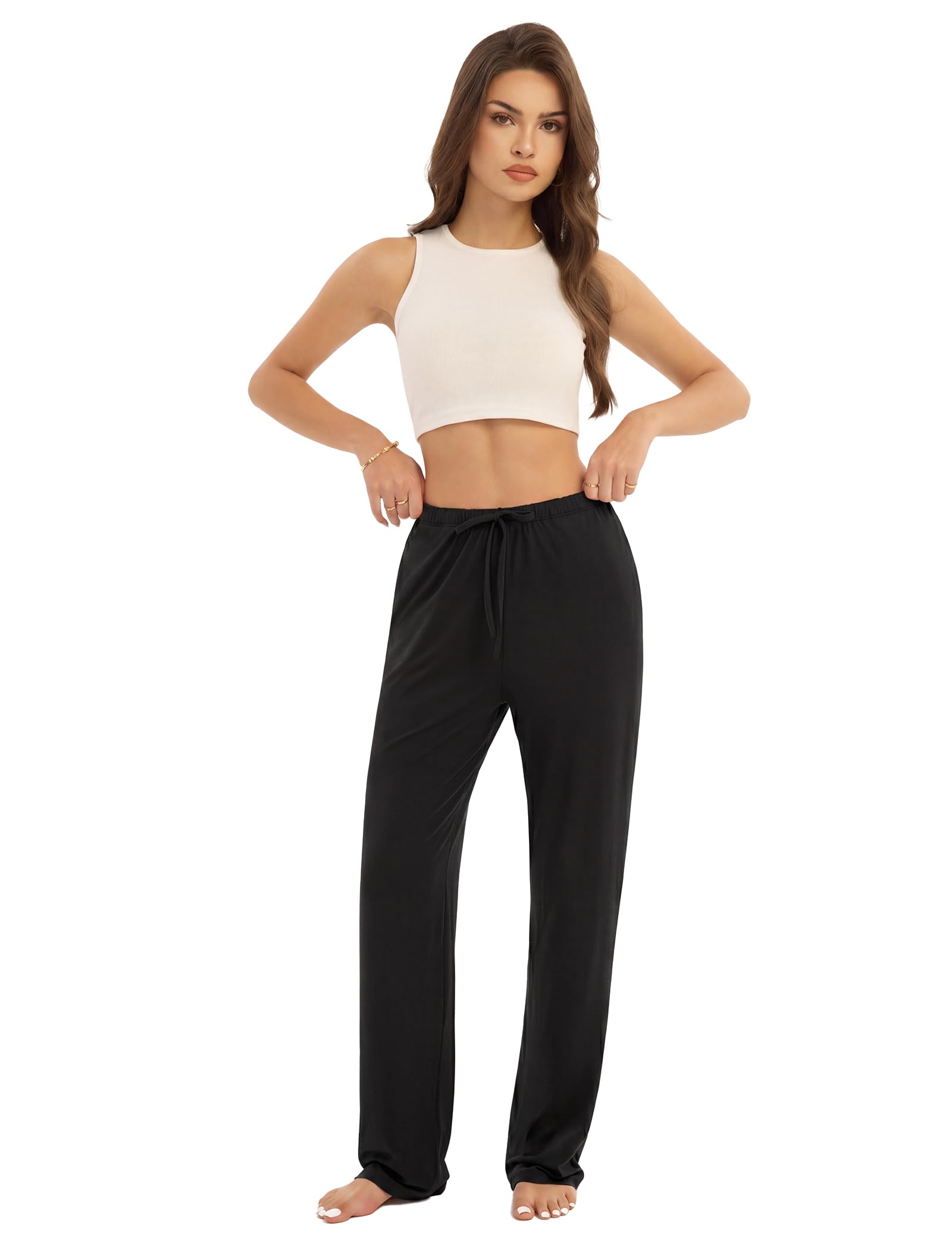 3-Pack Womens Pajama Pants with Drawstring, Soft Sleep & Lounge Pants