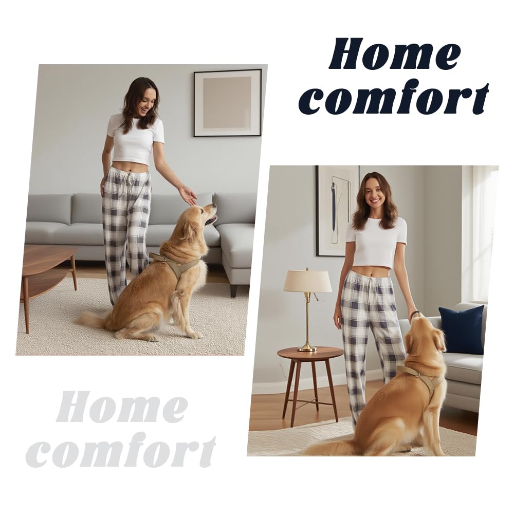 3-Pack Women’s Pajama Pants - Elastic Waist Drawstring Wide Leg Sleepwear Bottoms