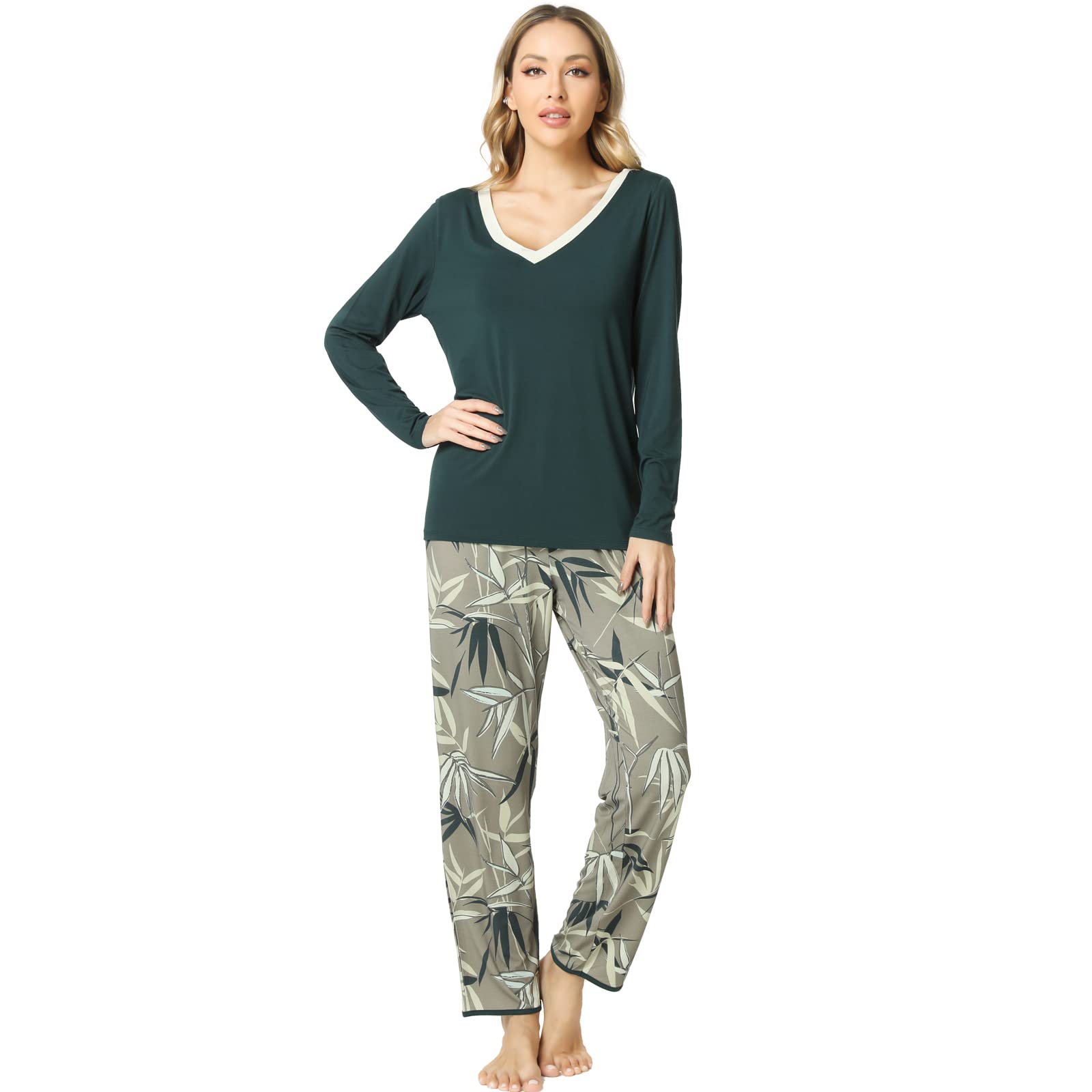 GYS Viscose from Bamboo Women's Pajama Sets Super Soft Long Sleeve Sleepwear Comfy Winter Pjs Sets S-4X