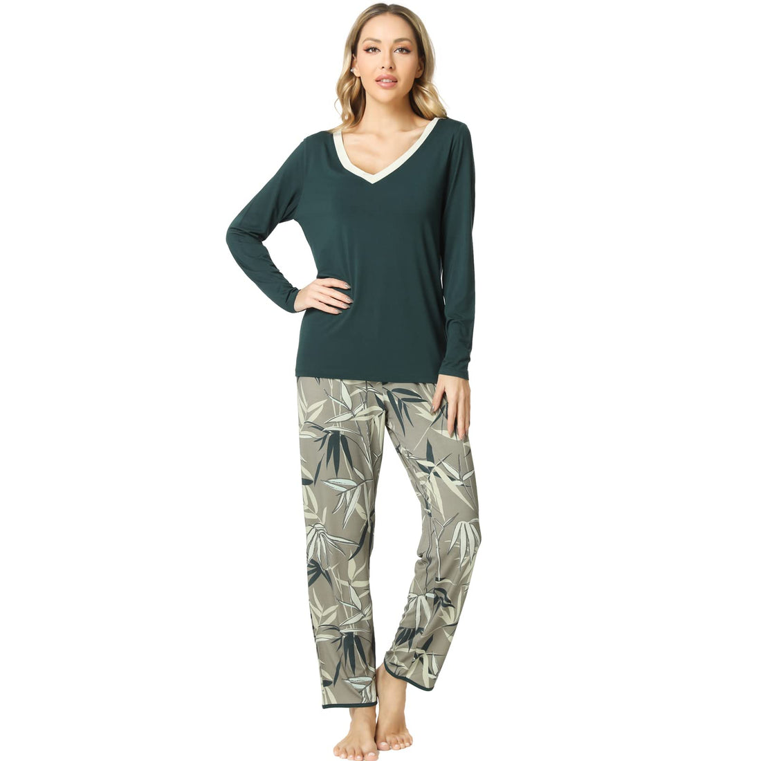 GYS Viscose from Bamboo Women's Pajama Sets Super Soft Long Sleeve Sleepwear Comfy Winter Pjs Sets S-4X