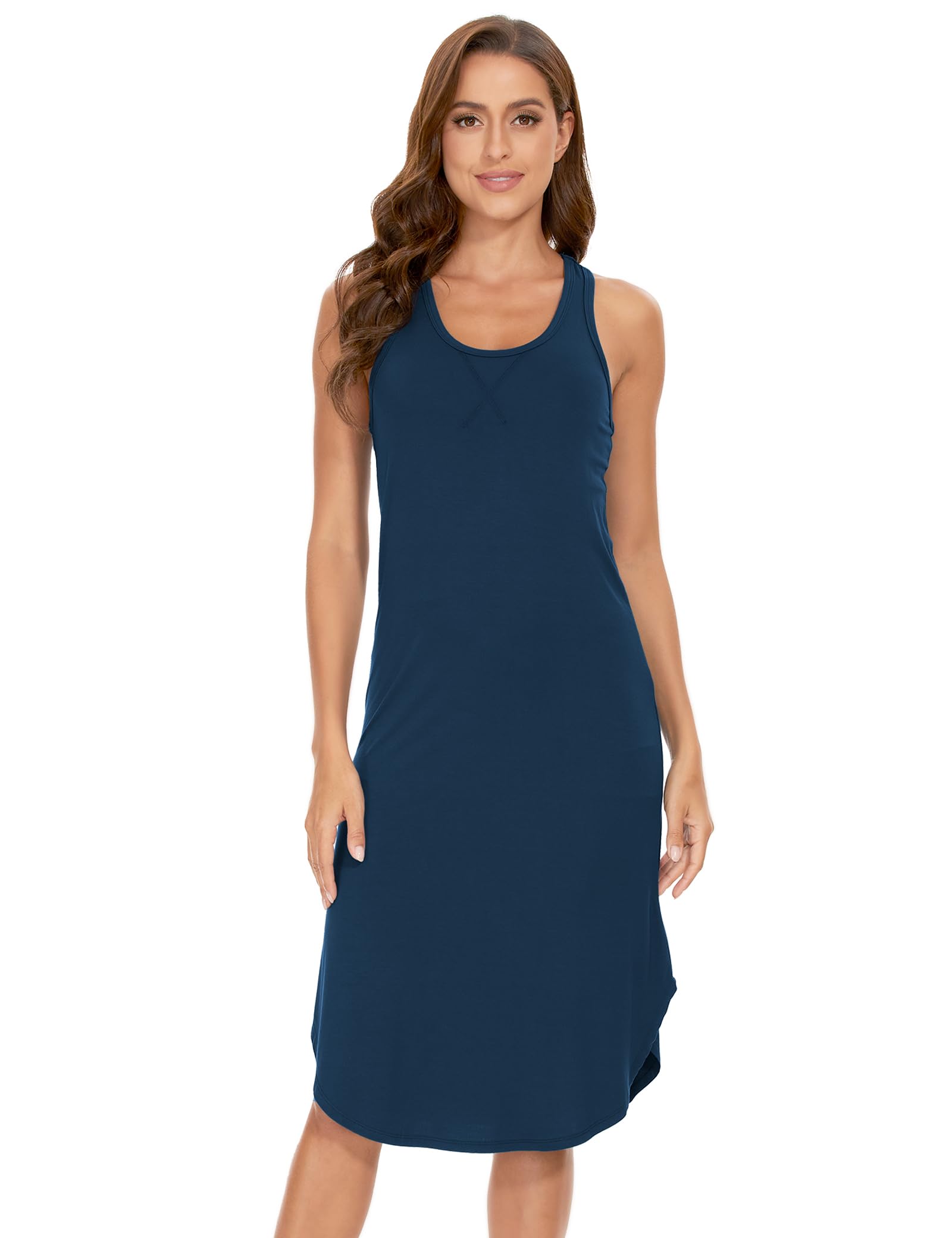 GYS Women's Bamboo Viscose Cooling Racerback Tank Nightgown | Moisture wicking, Breathable, Tagless, Sleeveless, Soft stretch, Racerback design, for hot flashes & summer sleep WEBE CLOTHING