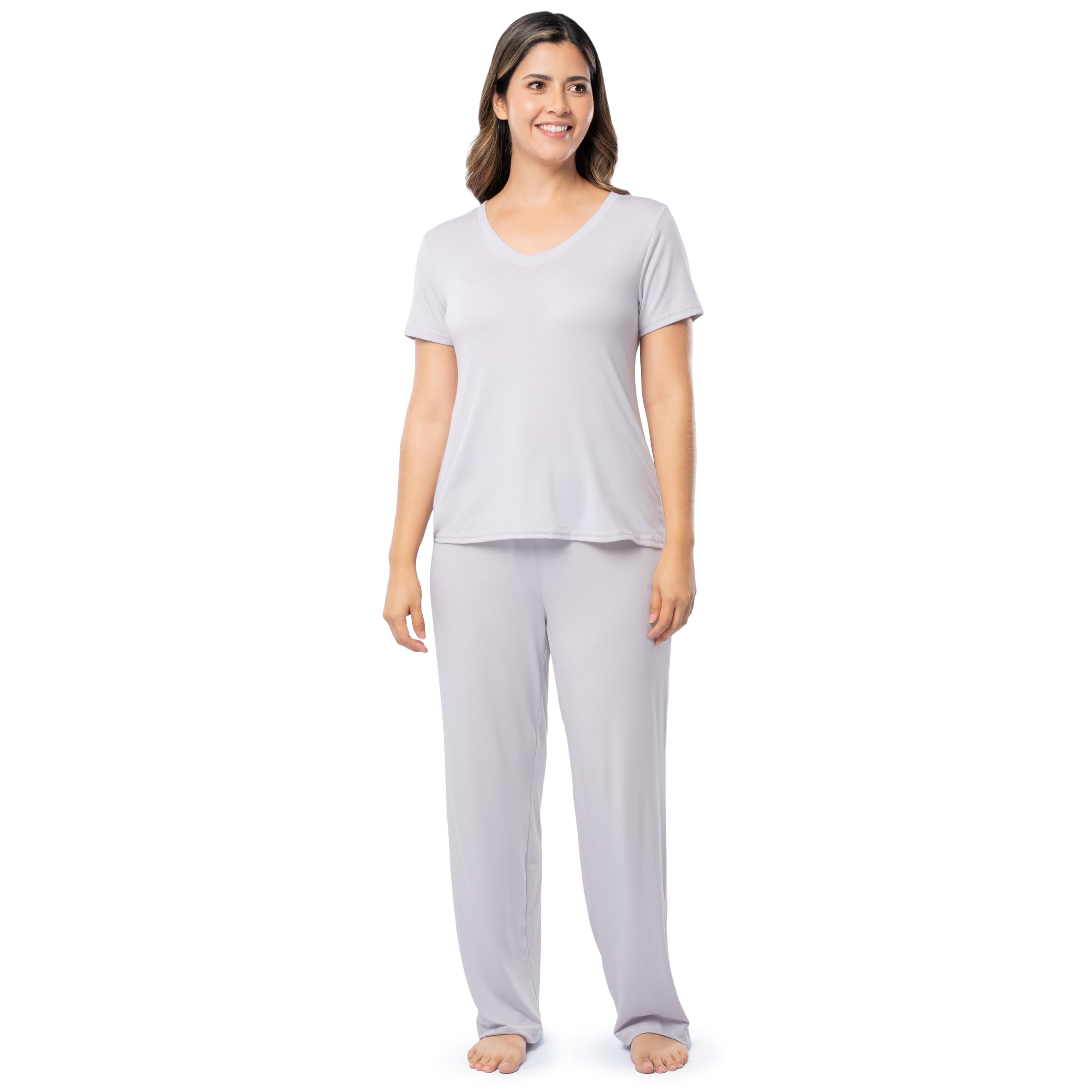 Fruit of the Loom womens Short Sleeve Tee and Pant 2 Piece Sleep Set WEBE CLOTHING