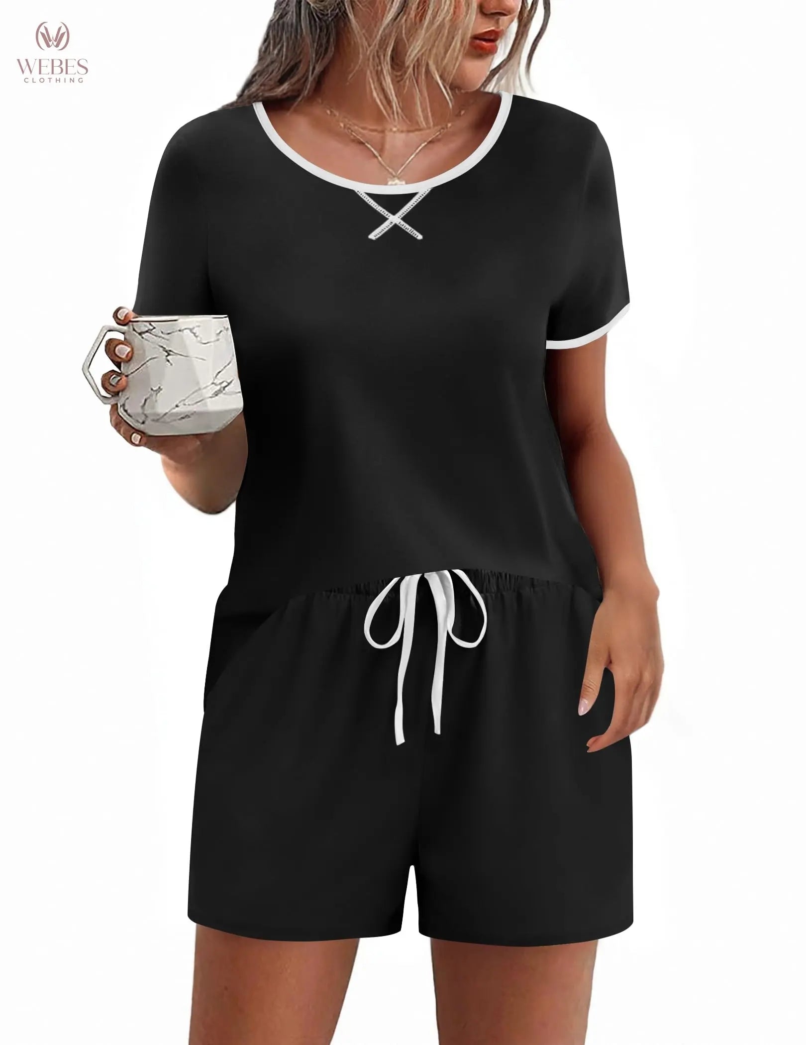 Ekouaer Women Pajama Set Casual Short Set