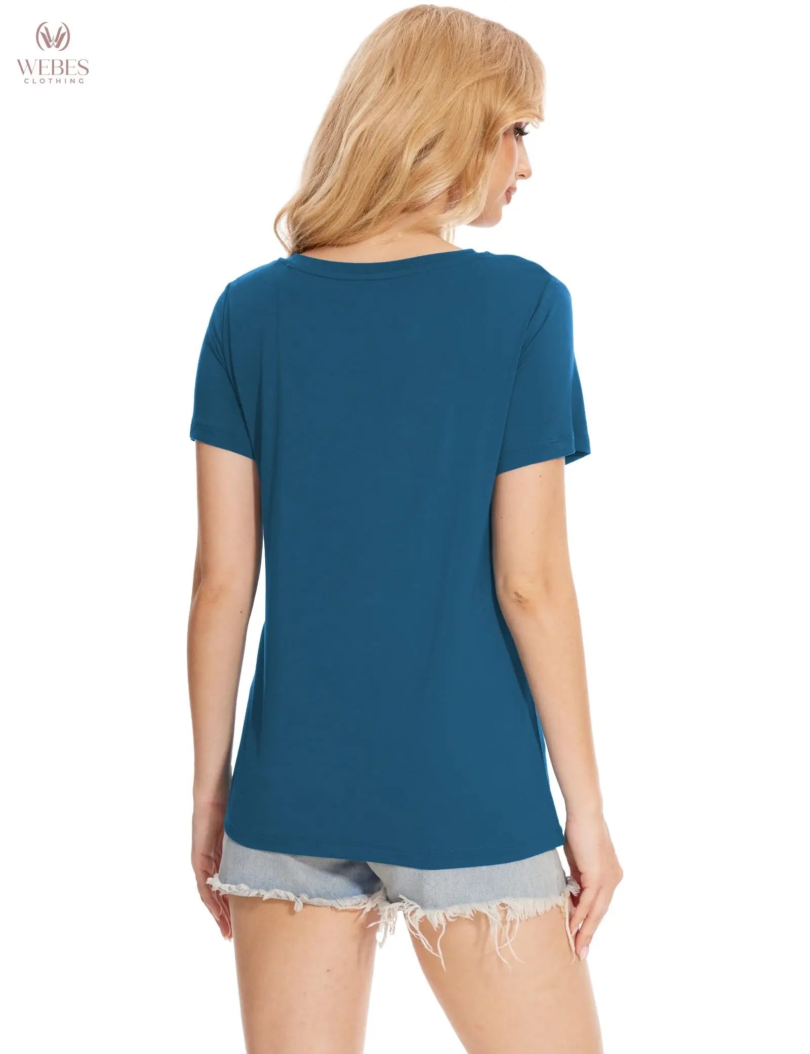 GYS Bamboo Viscose Pajamas Tops for Women, Cooling Basic T-Shirt, Soft Short Sleeve Sleep Shirts, Lightweight Pj Shirt
