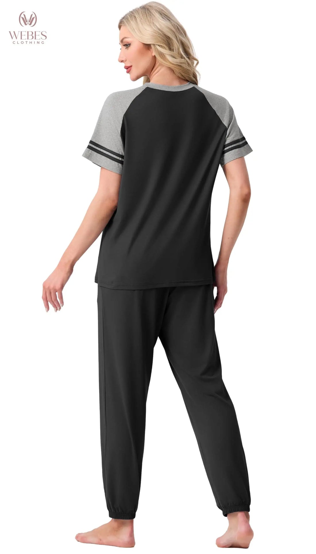 PrinStory Womens Pajama Sets Short Sleeve Pjs 2 Piece Lounge Set Soft Pj Sets Lightweight Sleepwear Loungewear with Pockets WEBE CLOTHING