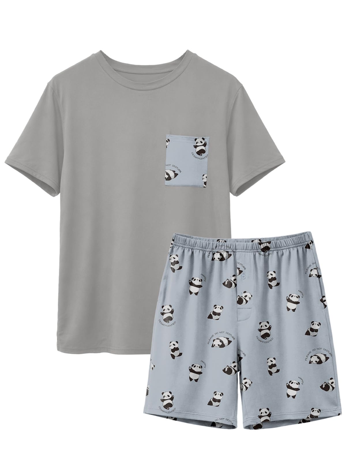 Feiersi Mens Pajama Set Sleepwear Pjs Lightweight Comfy Soft Short Sleeve Sleep Set With Pockets WEBE CLOTHING