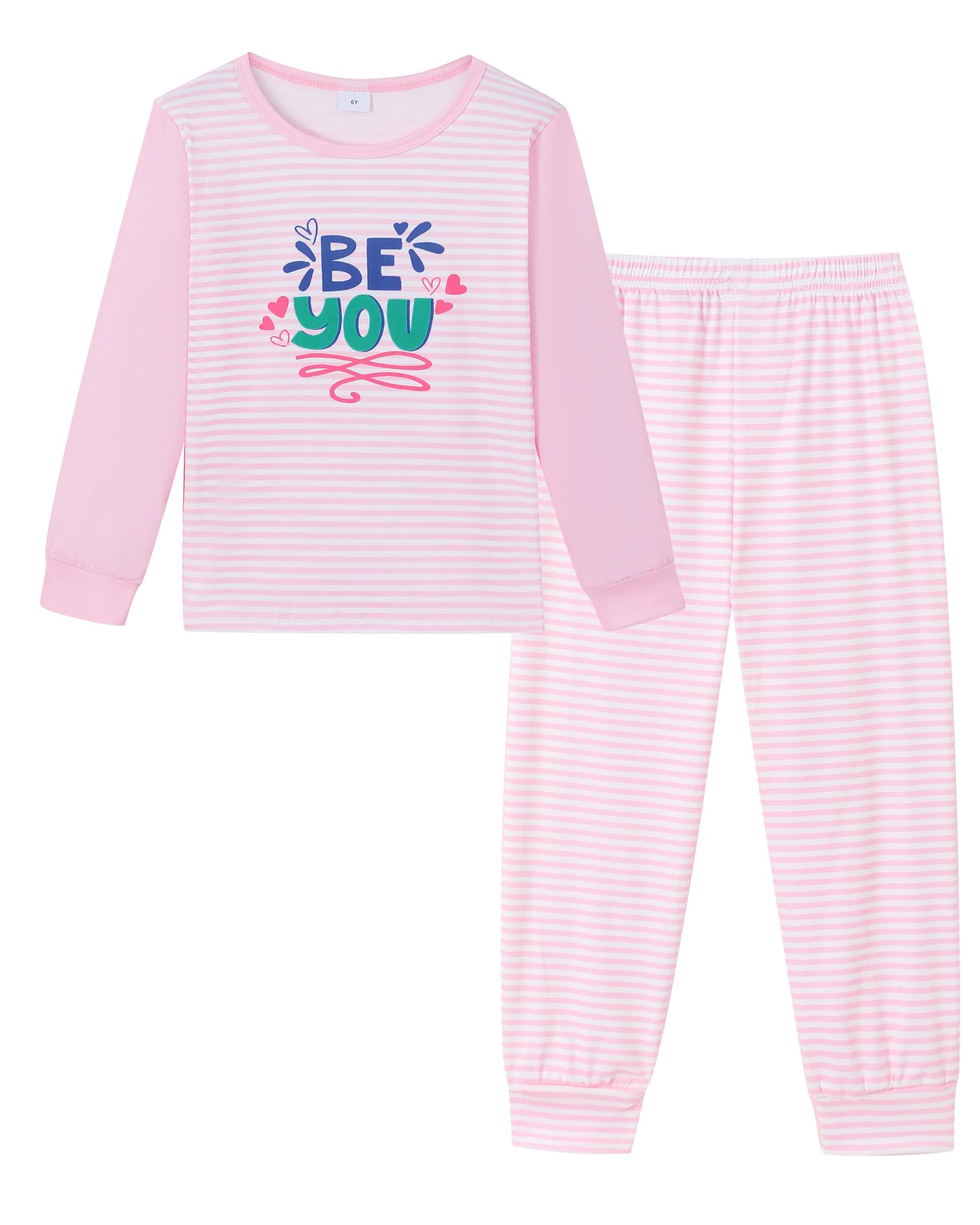 Mikrdoo Girls Pajamas Kids 2 Piece Pjs Set Soft Cozy Long Sleeve Top and Pants Stretchy Girls' Sleepwear Size 4-14 Years