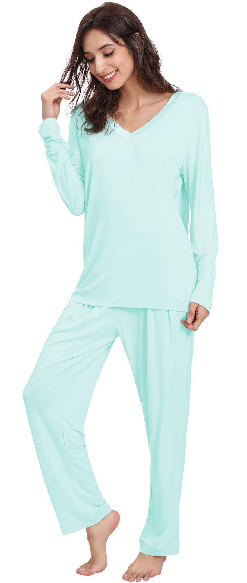 GYS Viscose from Bamboo Women's Pajama Sets Super Soft Long Sleeve Sleepwear Comfy Winter Pjs Sets S-4X