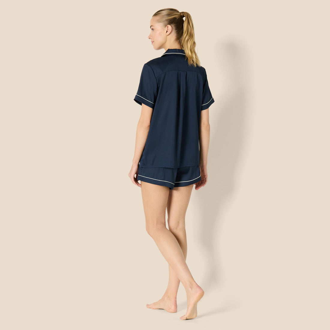 Amazon Essentials Women's Satin Short Sleeve Button-Down Top and Short Sleepwear Pajama Set