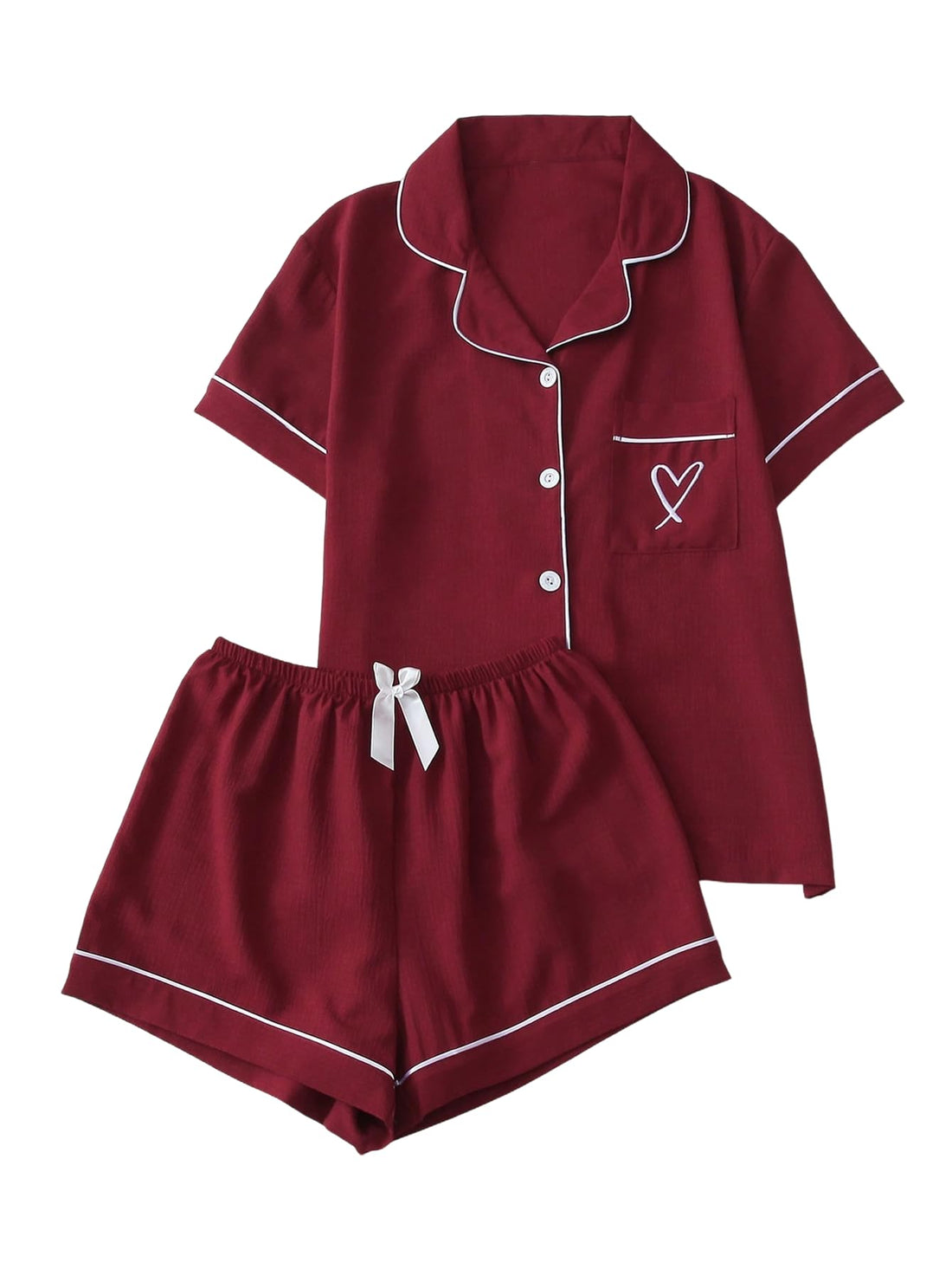 Verdusa Pajamas For Women Set 2 Piece Summer Pajama Sets Cute Pjs Lounge Matching Button Shirt with Shorts