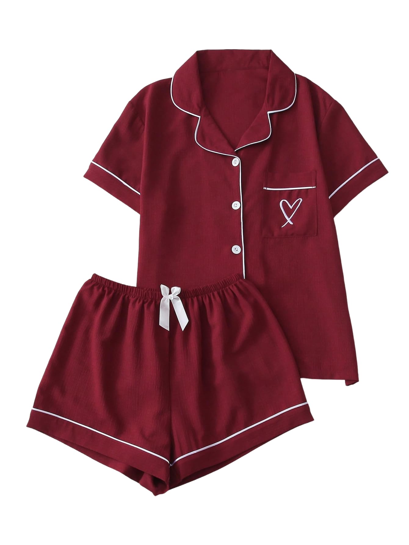 Verdusa Pajamas For Women Set 2 Piece Summer Pajama Sets Cute Pjs Lounge Matching Button Shirt with Shorts