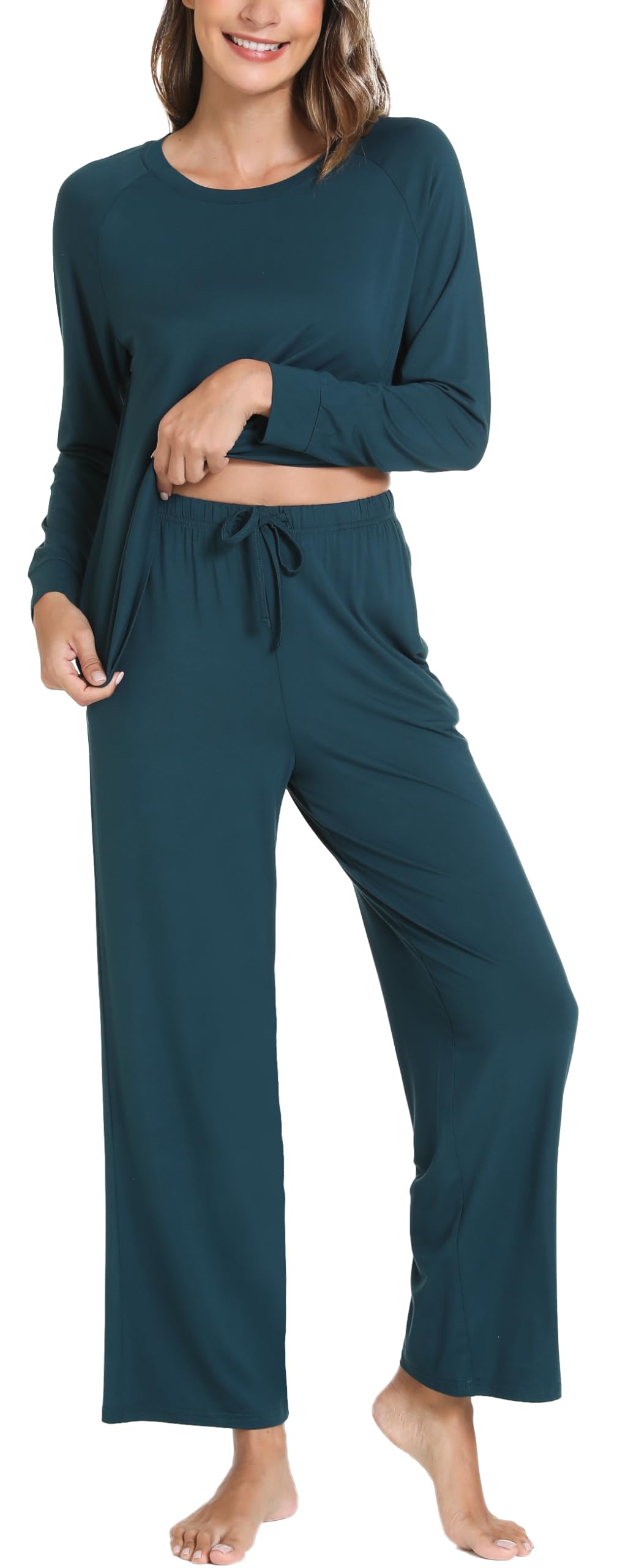 GYS Women's Pajama Sets Long Sleeve Sleepwear Comfy 2 Piece Ladies Pj Sleep Set, Viscose Made from Bamboo