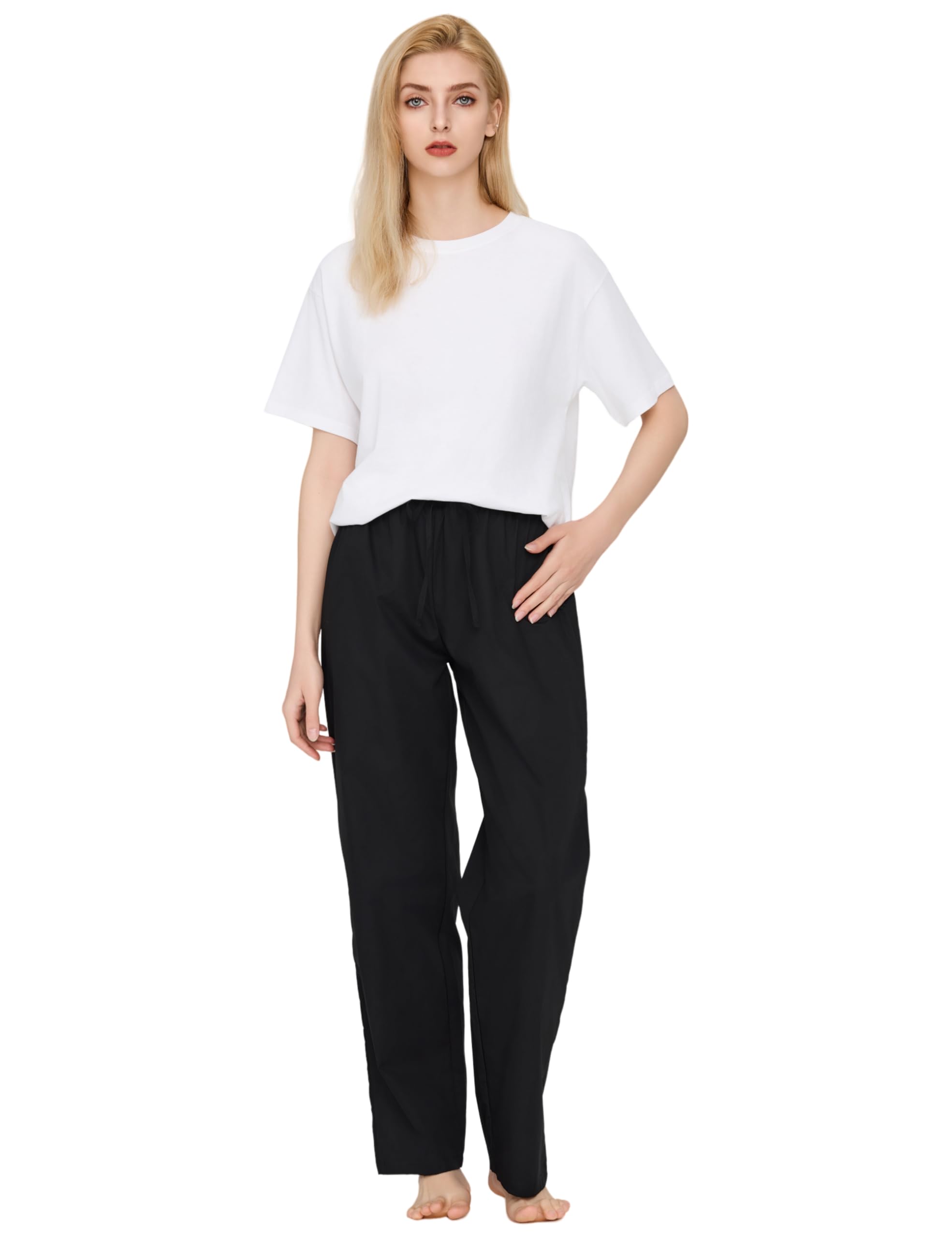 CYZ Women's 100% Cotton Woven Poplin Sleep Pajama Pants