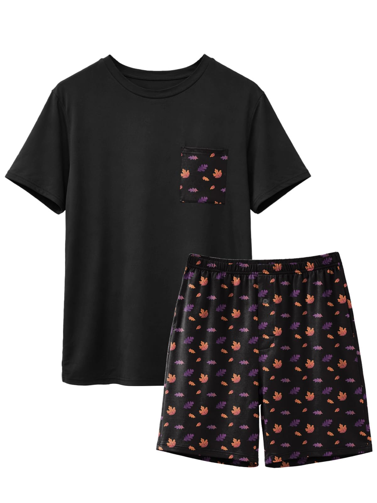 Feiersi Mens Pajama Set Sleepwear Pjs Lightweight Comfy Soft Short Sleeve Sleep Set With Pockets WEBE CLOTHING