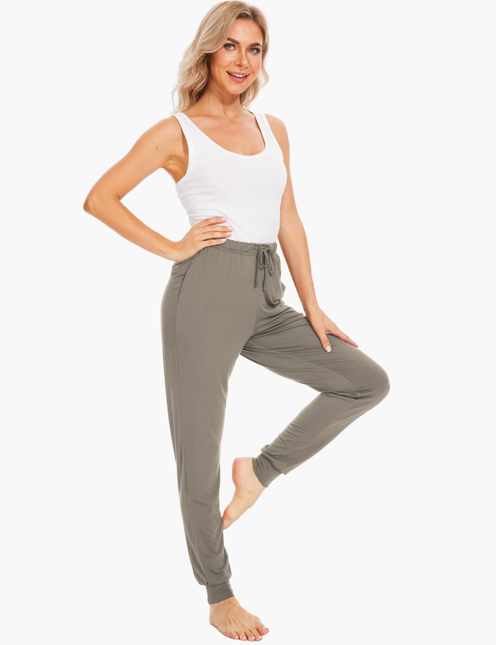GYS Women's Pajama Pants - Viscose Made from Bamboo, Joggers Pants with Pockets Comfy Lounge Sleep Pants Pj Bottoms