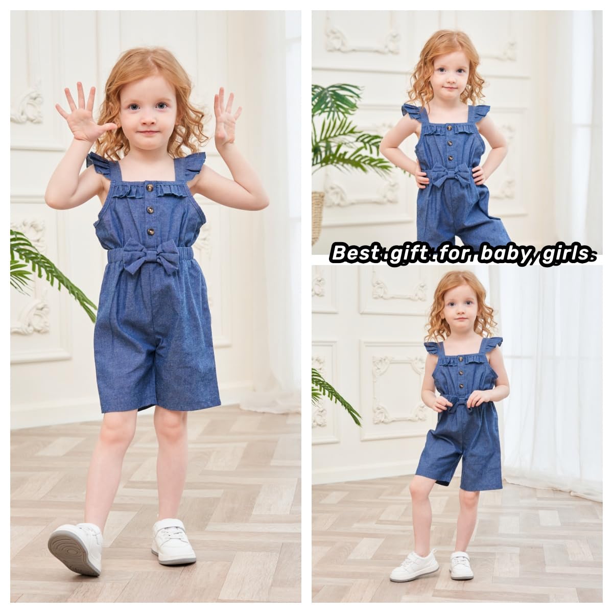 XUANHAO Baby Girl Clothes Summer Romper Outfits for Girls Cute Infant Toddler One-Piece Jumpsuit Ruffle Shorts Sets 6M-3Y WEBE CLOTHING