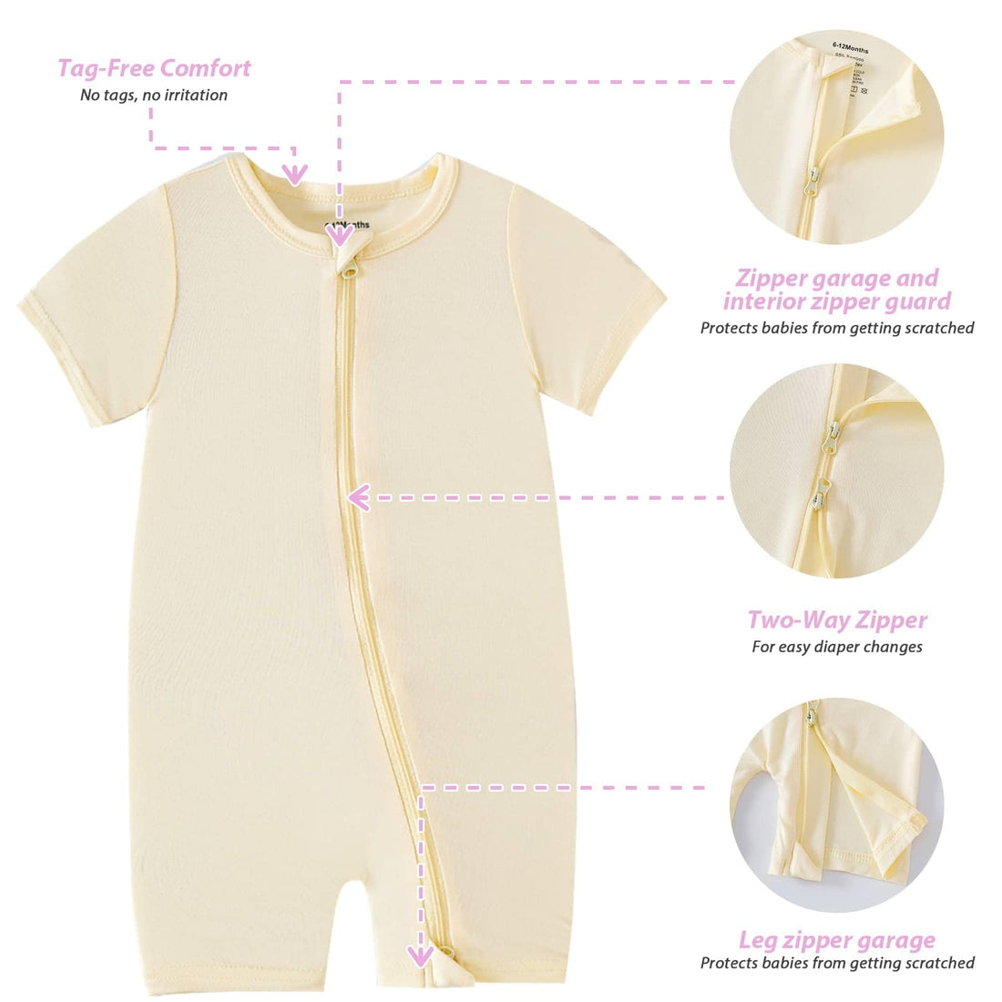 OPAWO Bamboo Baby Pajamas 3 Pack, Double Zipper Bamboo Sleepers for Baby Boy Girl Romper, Toddler Summer Clothes Outfit 0-24M WEBE CLOTHING
