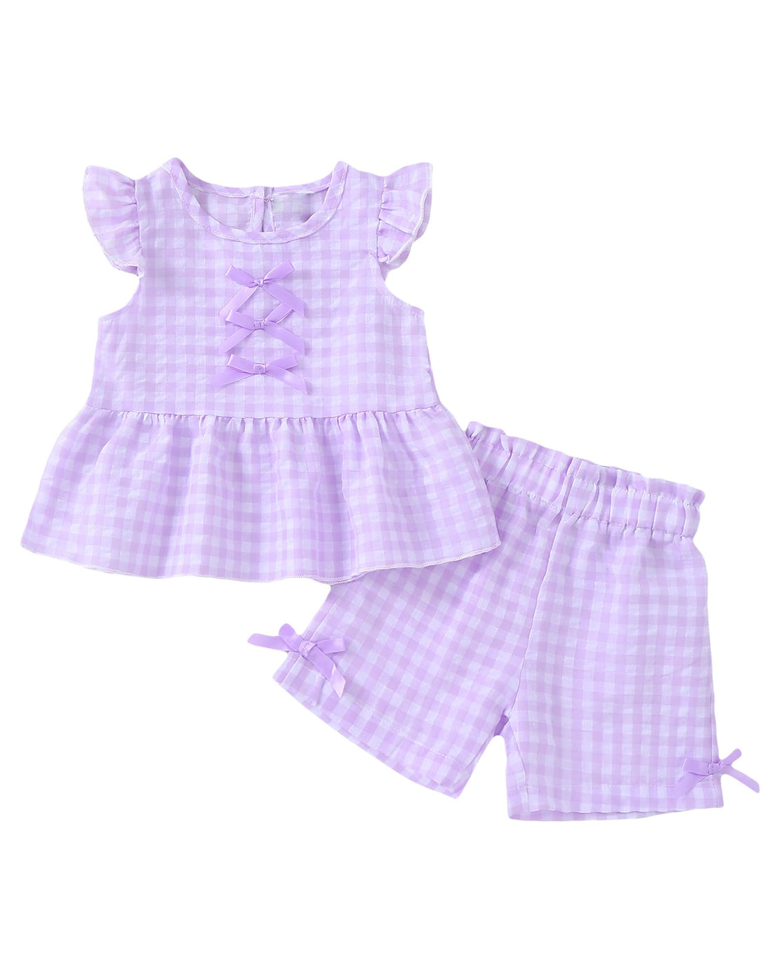 Jecson Toddler Baby Girl Summer Clothes Cotton Ruffled Sleeve Shirt Tops and Shorts Set Outfits 12Months-4T WEBE CLOTHING