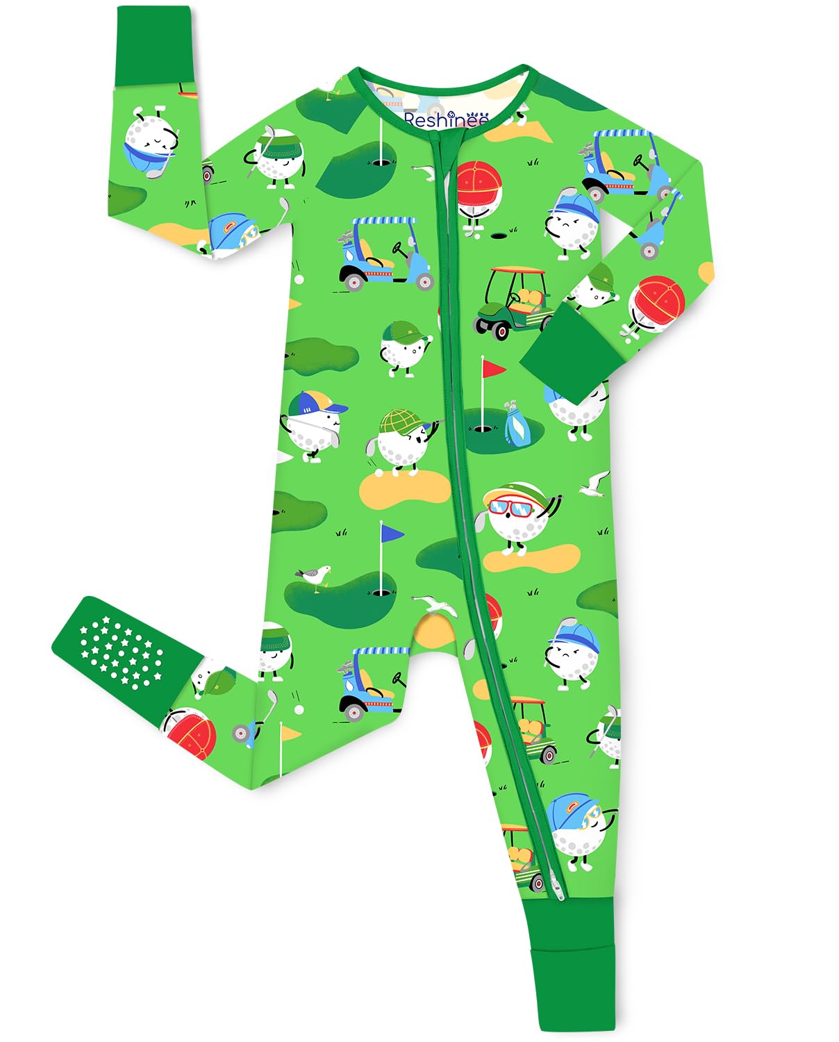 babee Reshinee Bamboo Viscose Baby Convertible Footie Pajama, Zipper Pajamas for Baby Boys & Girls, Sleep & Play Footed