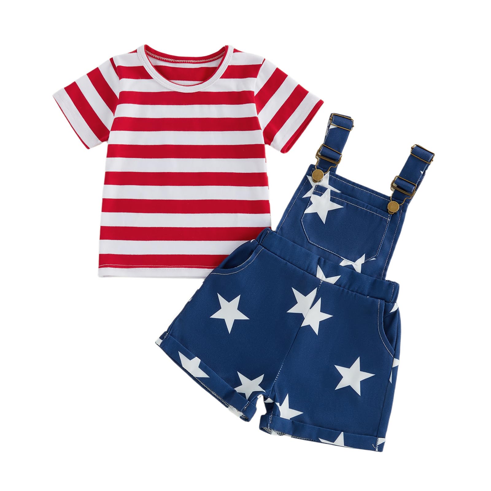 Toddler Baby Girls Summer Outfits T-Shirt Overalls Shorts Set | Short Sleeve Ribbed Shirt, Flower/Apple/Strawberry/Camo/Star/Bee Suspender Overalls, Kid 2Pcs Clothing, Spring Clothes 12M-5Y WEBE CLOTHING
