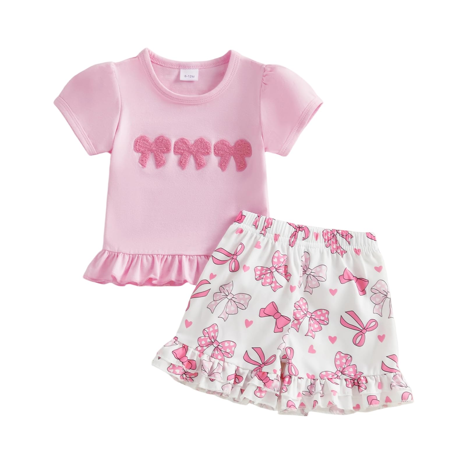 Toddler Baby Girl Summer Clothes T-Shirt Shorts Set Cute Outfits | Toddler Baby Girl Summer Clothes Short Sleeves T-Shirt Tops and Ruffled Shorts Set Cute Summer Outfits 2Pcs WEBE CLOTHING