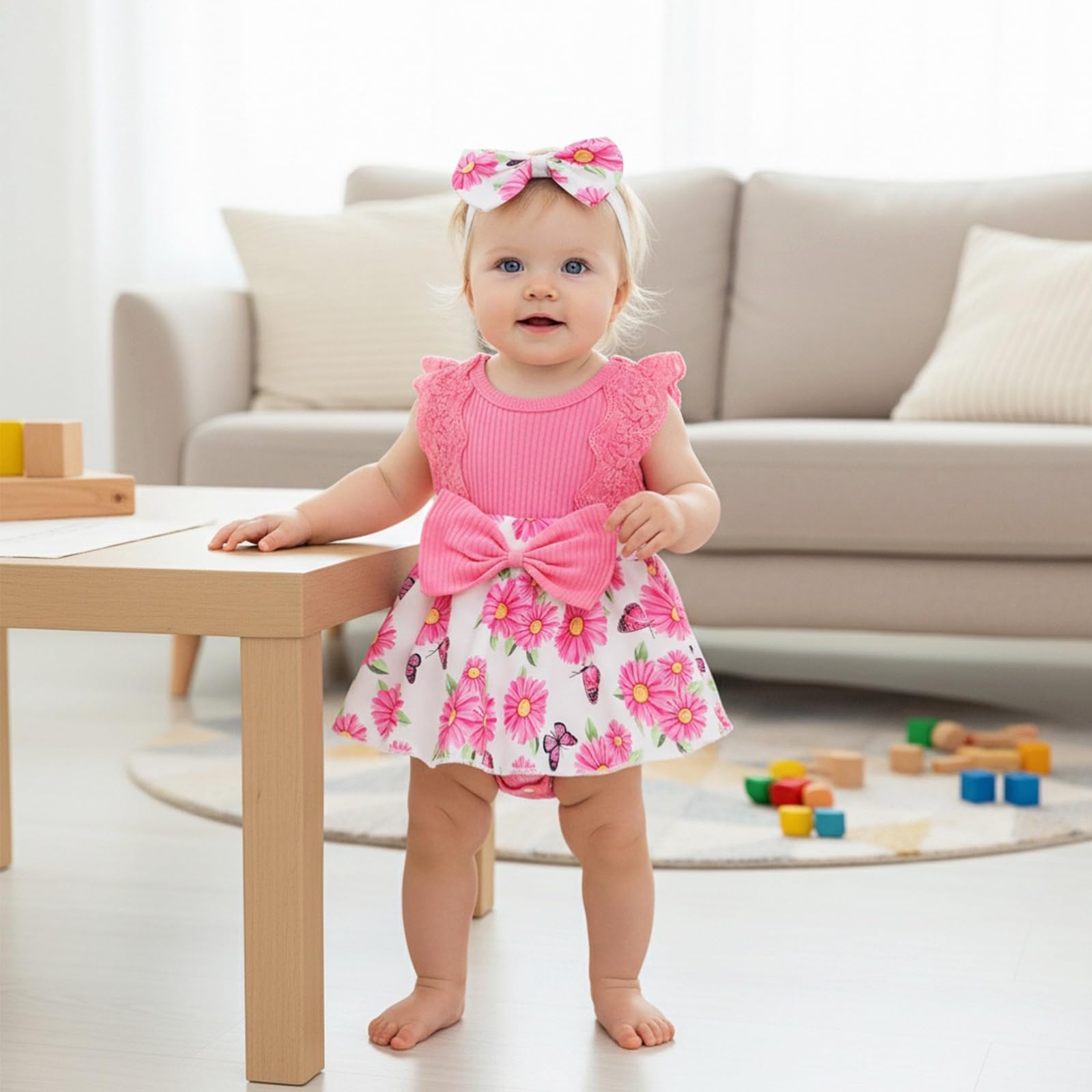 Baby Girl Clothes Newborn Romper Dress Infant Lace Ruffle Sleeveless Summer Outfits with Headband 0-12 Months WEBE CLOTHING