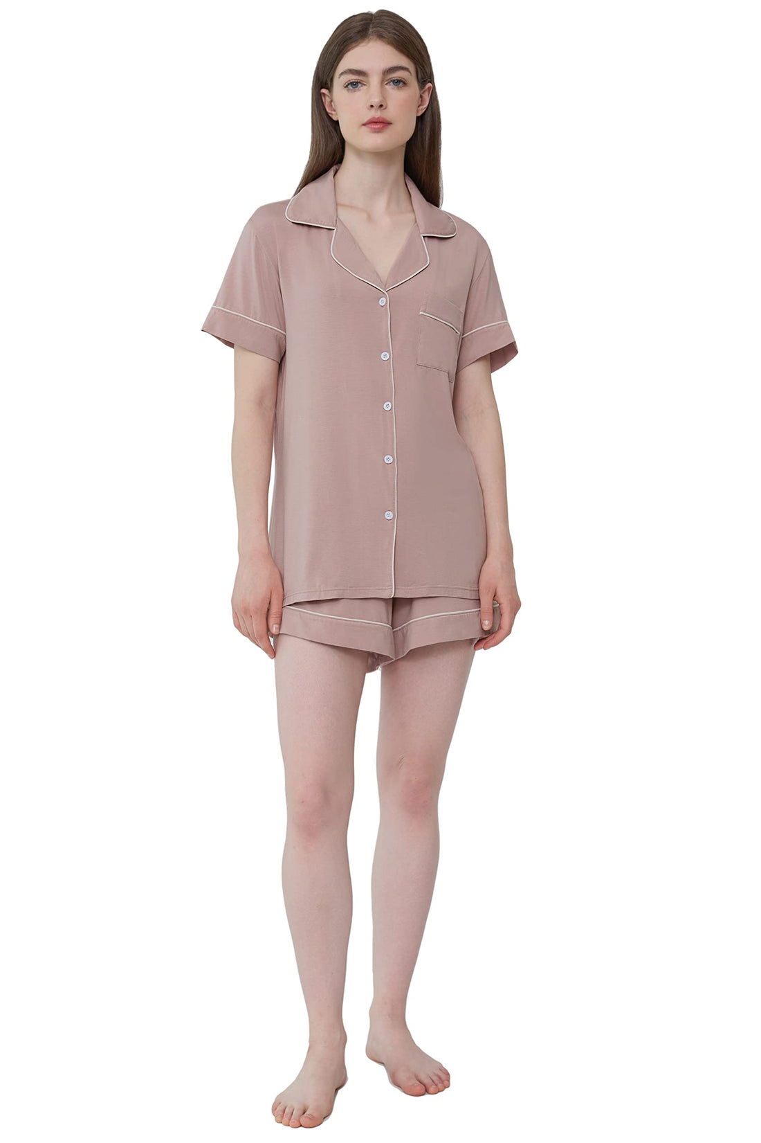 Joyaria Women's Cooling Bamboo Viscose Pajamas Shorts Set Button Front | Moisture Wicking, Cool & Lightweight, Breathable PJs for Night Sweats