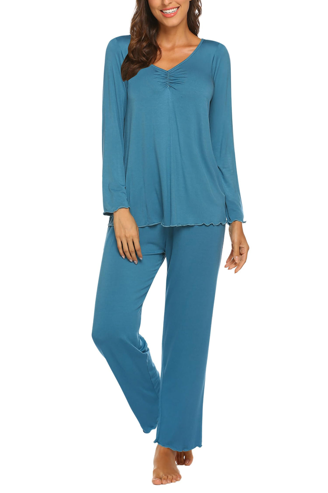 Ekouaer Womens Pajama Sets 2 Piece Lounge Set Fall Winter Pajamas Long Sleeve Pjs Top and Pants Soft Pj Sets Loose Sleepwear