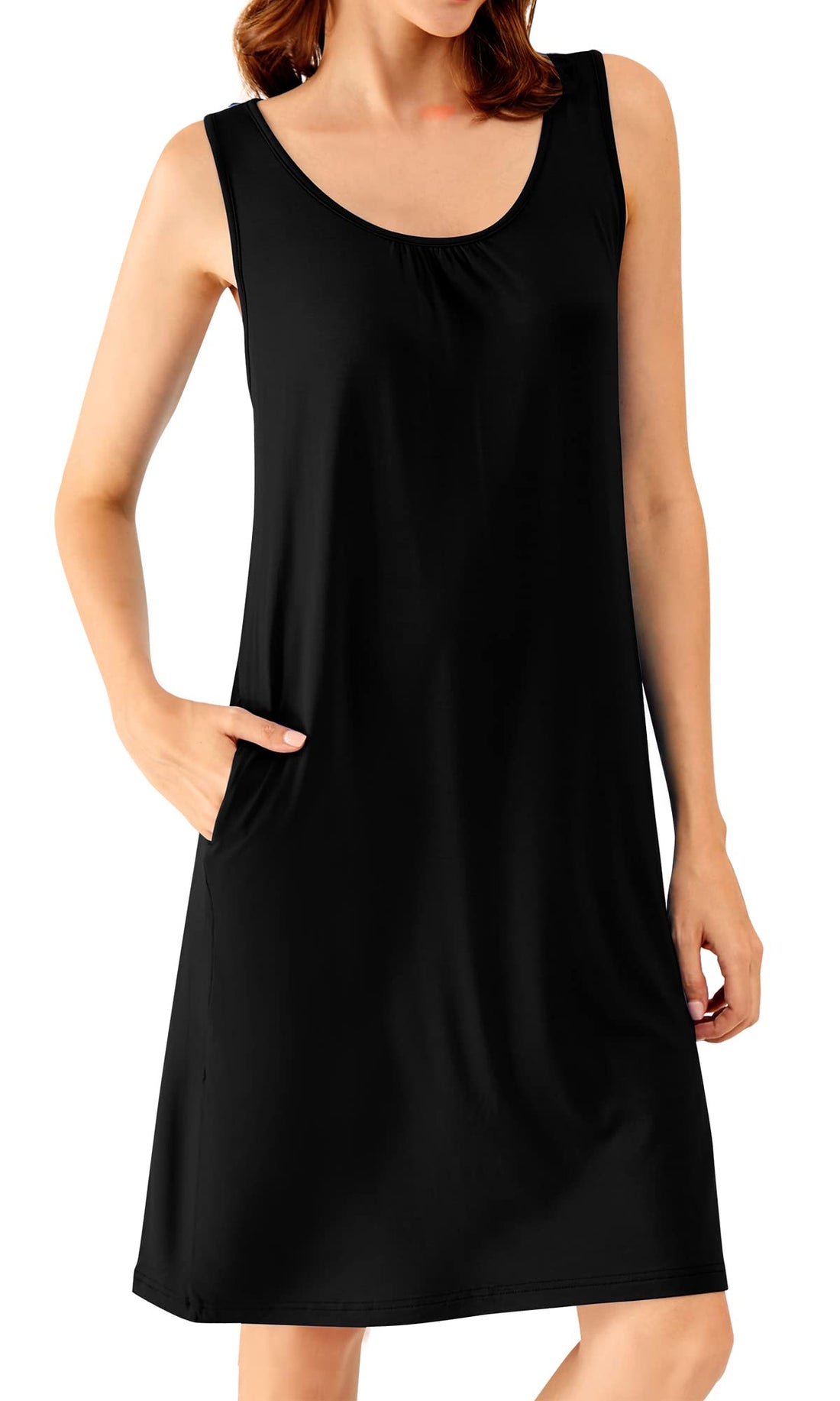 WiWi Nightgown for Women Super Soft Sleeveless Sleepwear Cool V-neck Sleep Shirts Bamboo Viscose Pj Gown S-4X WEBE CLOTHING
