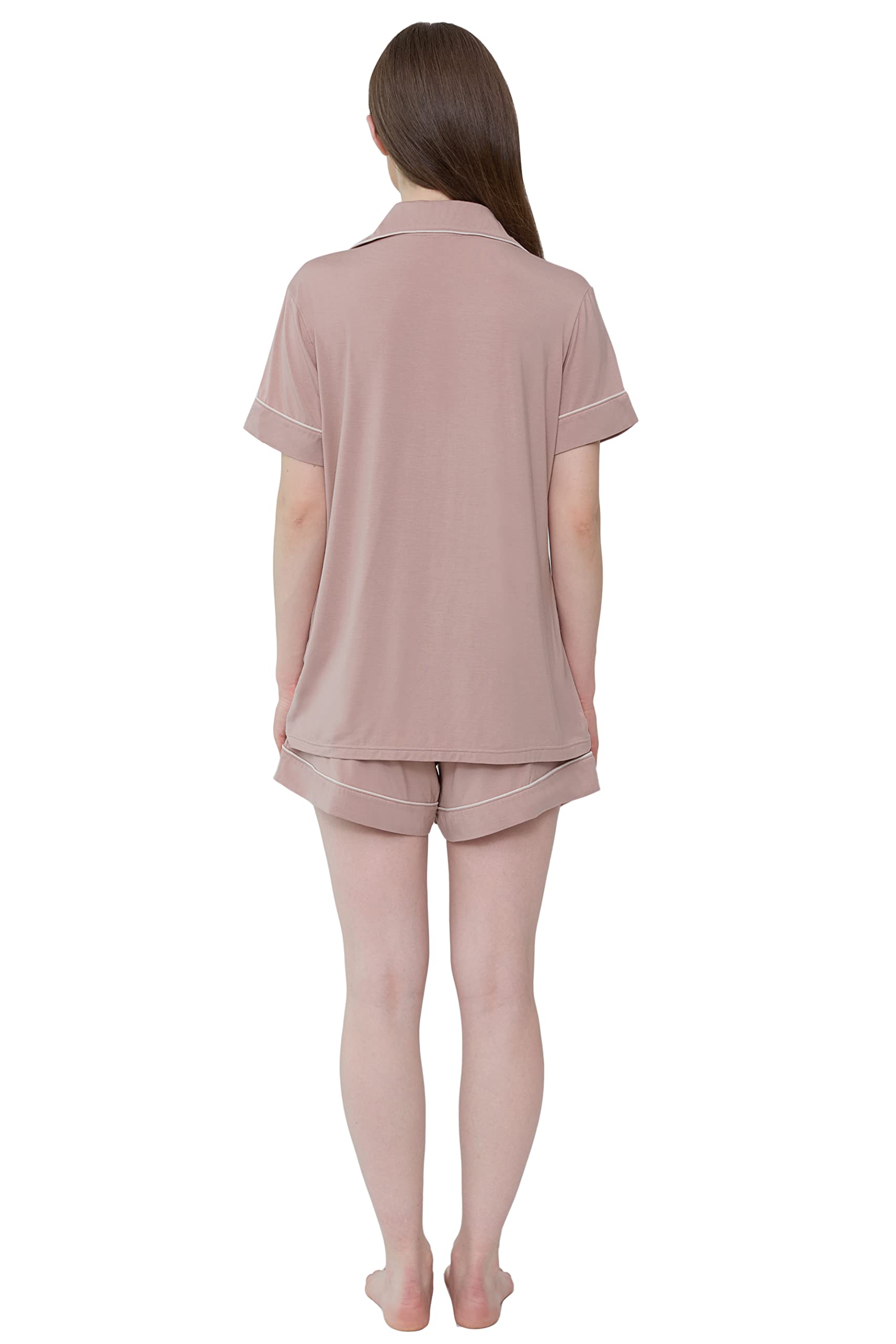Joyaria Women's Cooling Bamboo Viscose Pajamas Shorts Set Button Front | Moisture Wicking, Cool & Lightweight, Breathable PJs for Night Sweats