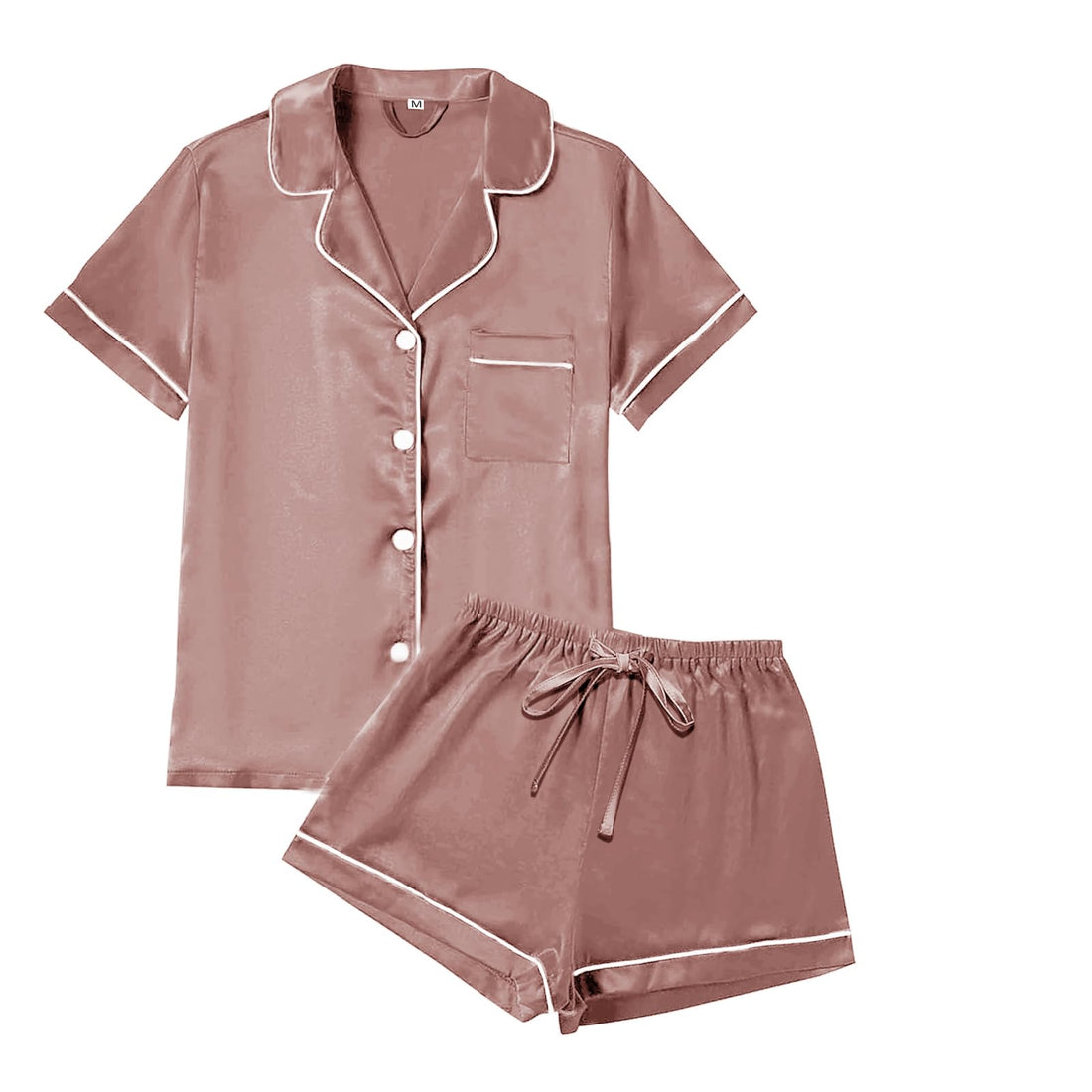 WJing Yi Jia 4Pcs Womens Satin Silky Pajama Sets Short Sleeve Shirt XS-4XL Floral Pajamas Set Soft PJ Loungewear Sleepwear