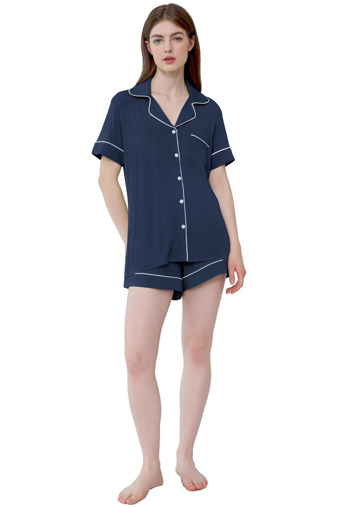 Joyaria Women's Cooling Bamboo Viscose Pajamas Shorts Set Button Front | Moisture Wicking, Cool & Lightweight, Breathable PJs for Night Sweats